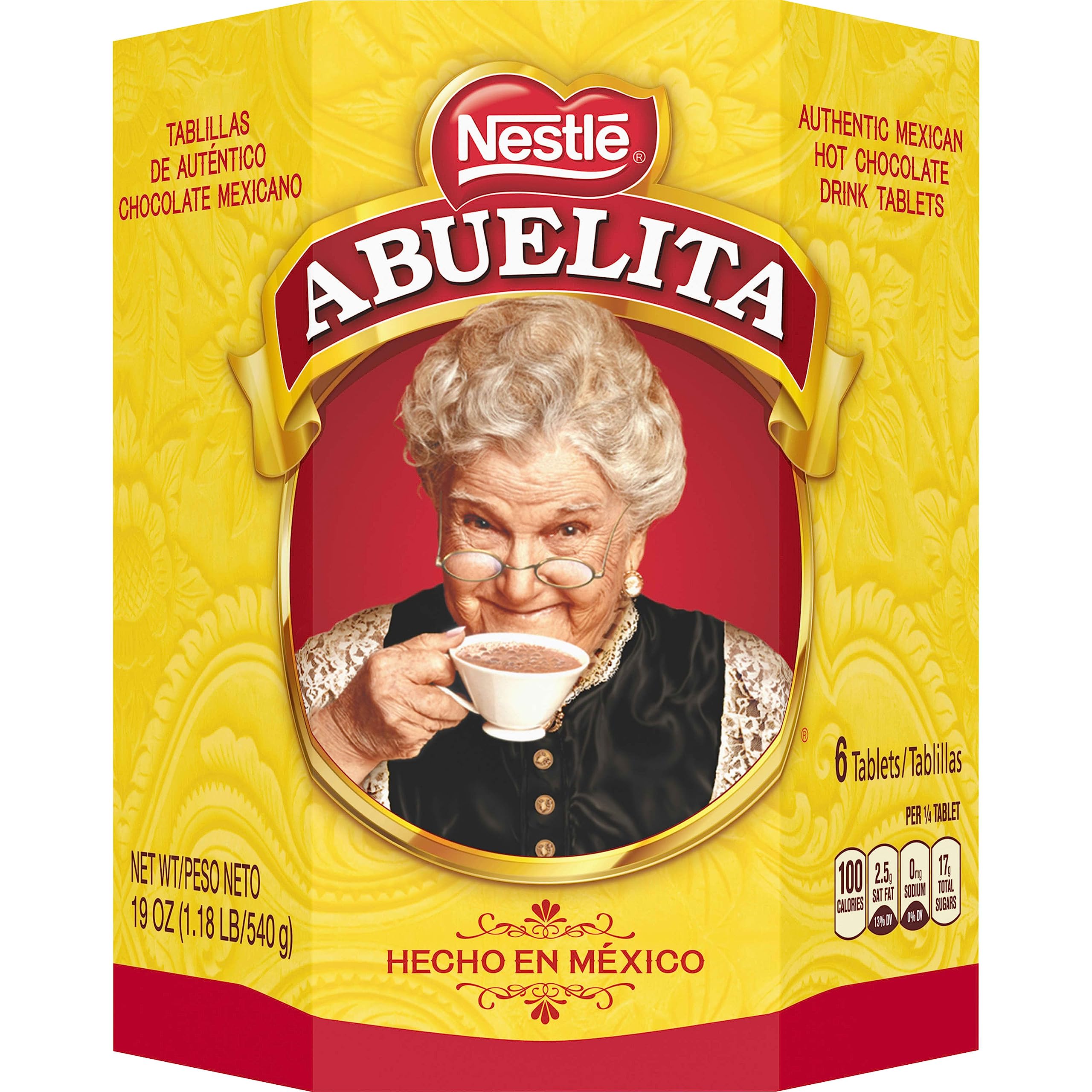 Nestle Abuelita Authentic Mexican Hot Chocolate Tablets - 6 Pack | Rich & Creamy Cocoa Drink Mix for Coffee, Baking & Desserts | Perfect for Winter Nights & Family Gatherings