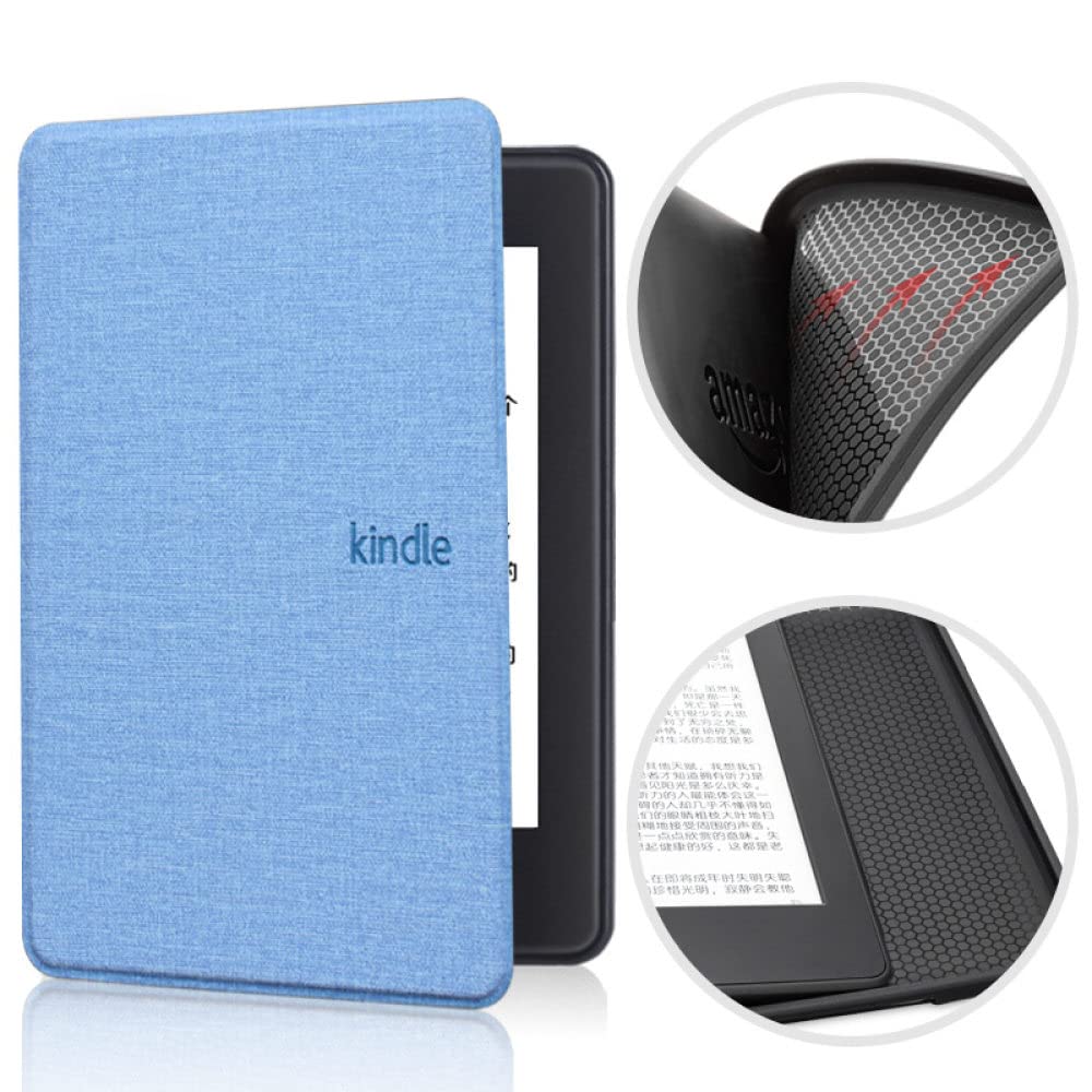 XYFCJK Premium Soft Fabric Protective Case for Kindle 10th Gen (2019) & Paperwhite 4 (10th Gen 2018) - Anti-Slip Shockproof Cover with Auto Sleep/Wake Function | E-Reader Accessory in Azure Blue | Perfect for Reading at Home, Travel & Daily Commute