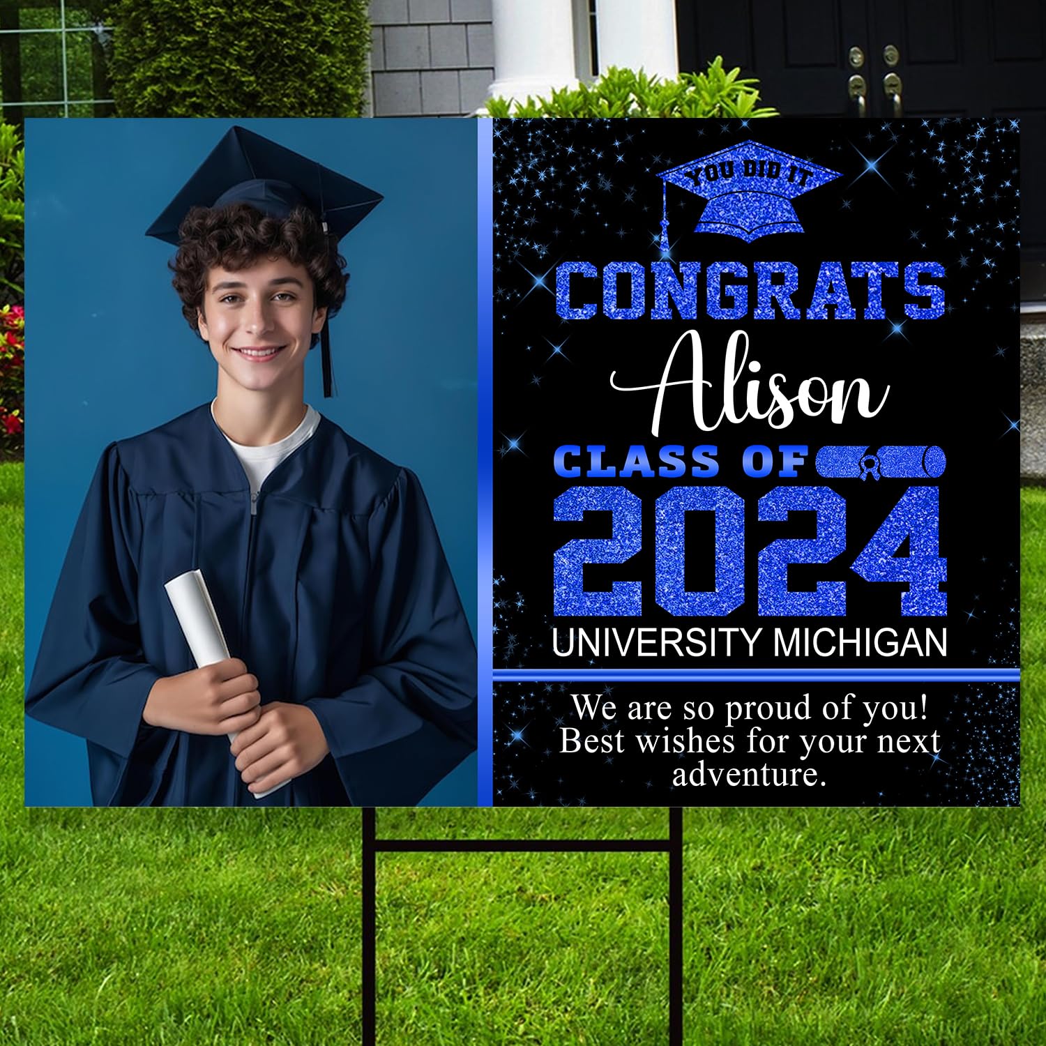 Custom Personalized Graduation Yard Sign 2024 with Photo - Class of 2024 Graduation Sign, High School & College Graduation Party Decor, Congrats Grad - Perfect for Outdoor Lawn Decorations & Graduation Celebrations