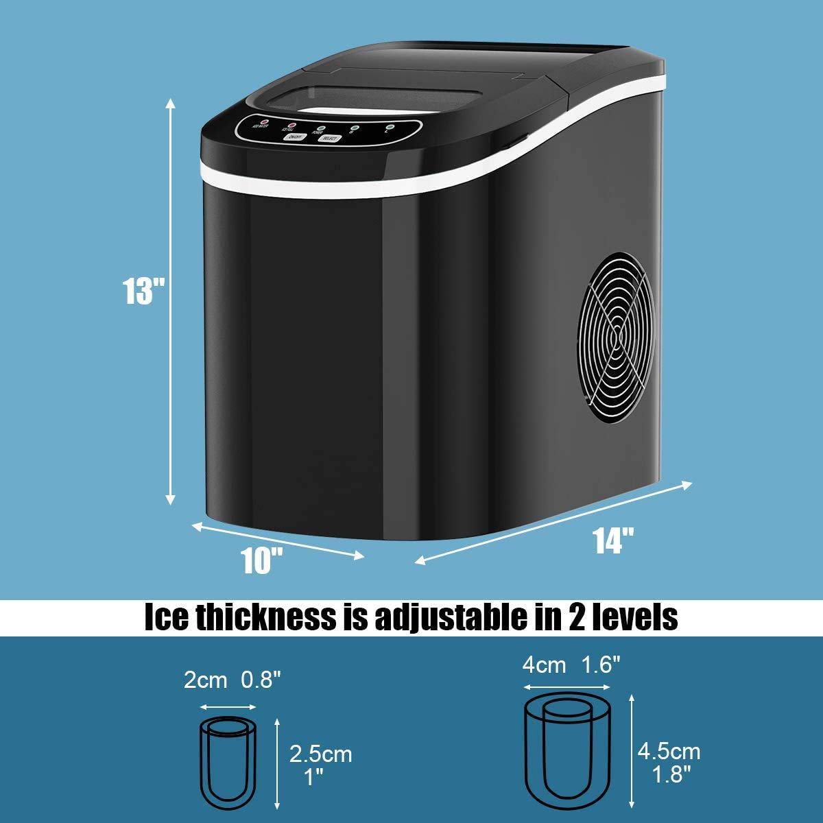 Portable Countertop Ice Maker Machine - Fast 6-Minute Ice Cube Maker with Removable Basket & Scoop - Electric Ice Maker for Home, Office, Parties & Outdoor Use (Black)