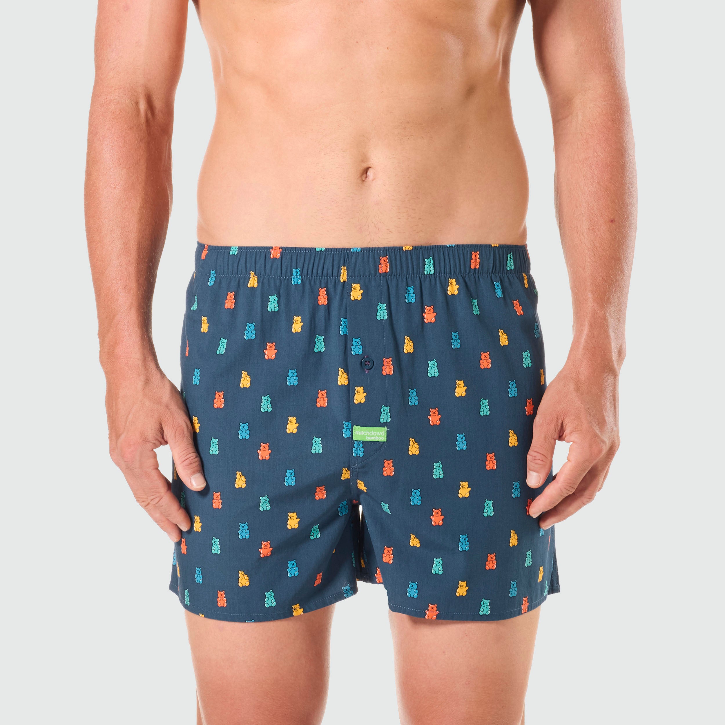 Men's Candy Bear Cotton Boxer Shorts - Soft Breathable Underwear for Comfort & Style - Blue - Perfect for Sleep, Lounge & Everyday Wear