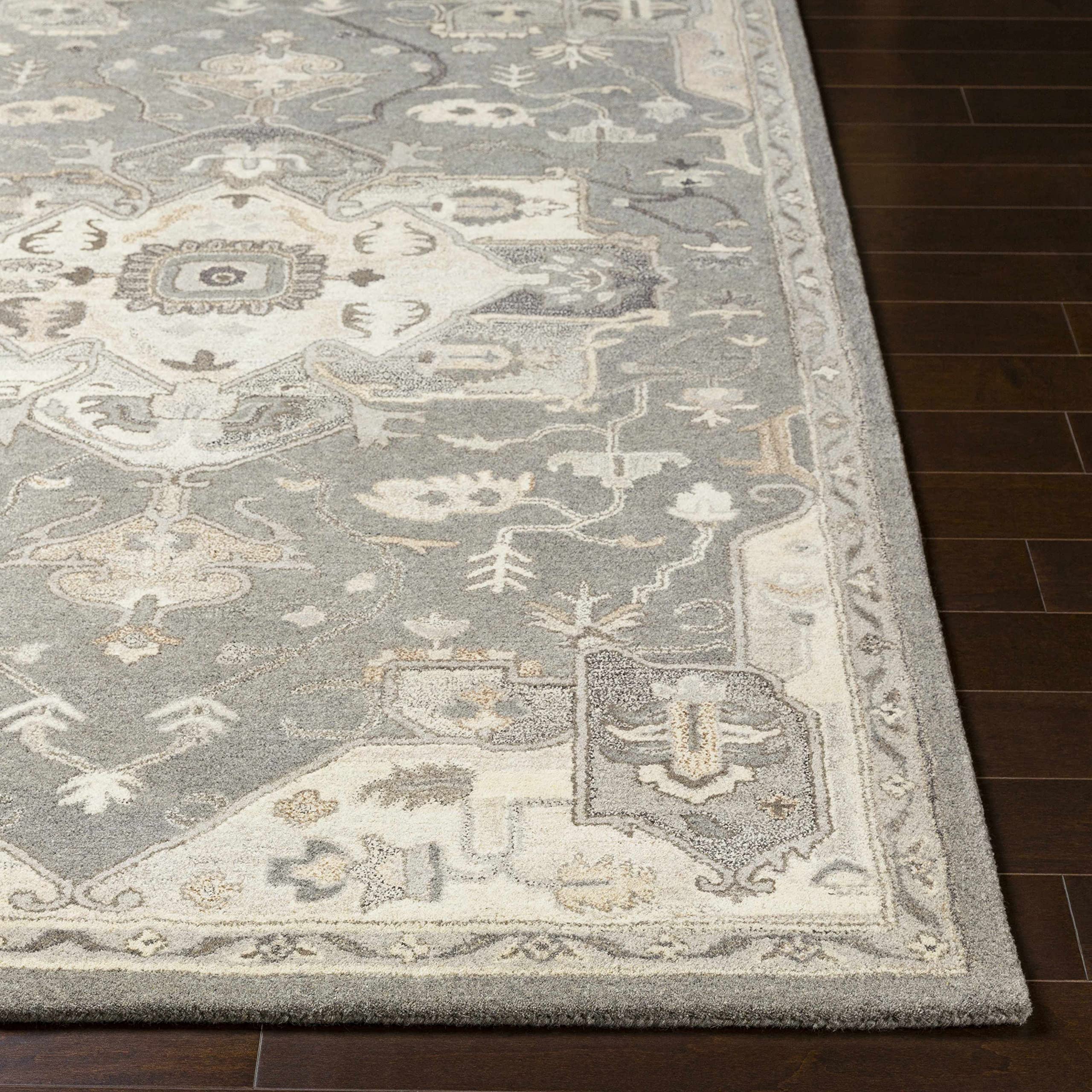 Hauteloom Hamshire Wool Area Rug 2' x 3' - Traditional Gray, Black & Brown Handmade Rug for Living Room, Bedroom & Office - Soft & Durable Home Decor for Cozy Spaces