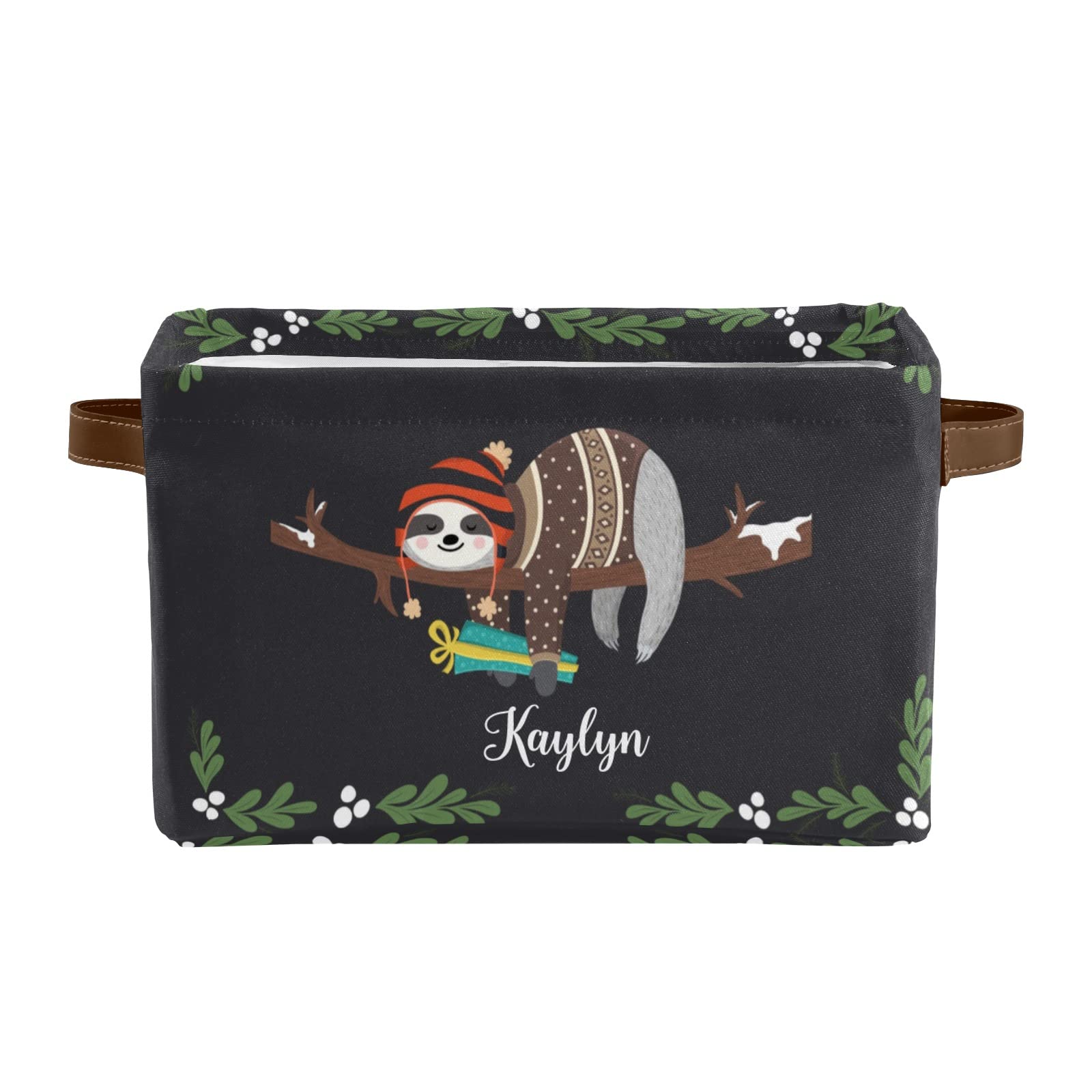 Personalized Sloth Storage Bin - Durable Handle Organizer Basket for Winter, Wardrobe, Nursery & Toy Storage - Funny Lazy Sloth Design - 1 Pack - Perfect for Home Organization & Kids Room Decor