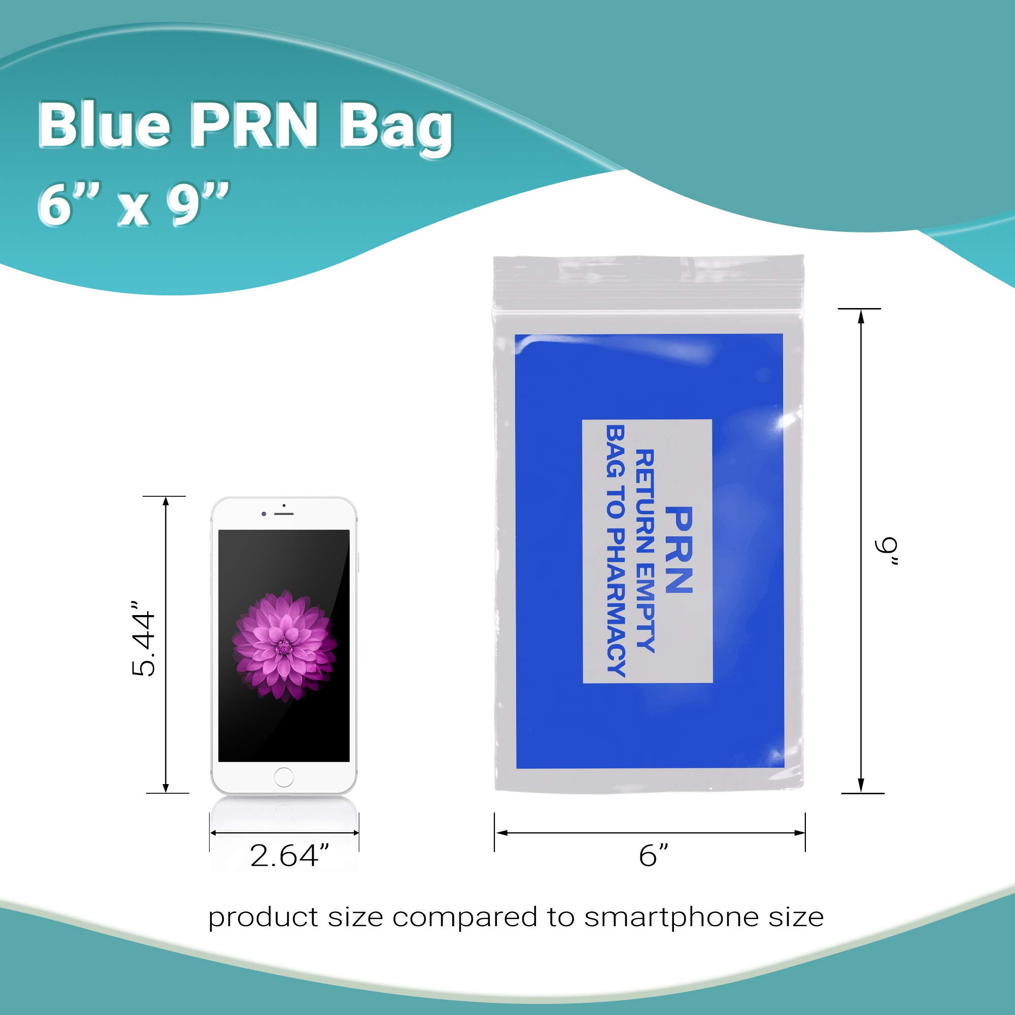 APQ 1000 Pack Blue PRN Bags 6x9 Inches - 2 Mil Thick Clear Zipper Printed Polyethylene Bags with Secure Seal Closure | Medical Supplies for Pharmacy, Infirmary & Healthcare Use | Ideal for Medication Storage & Hospital Organization