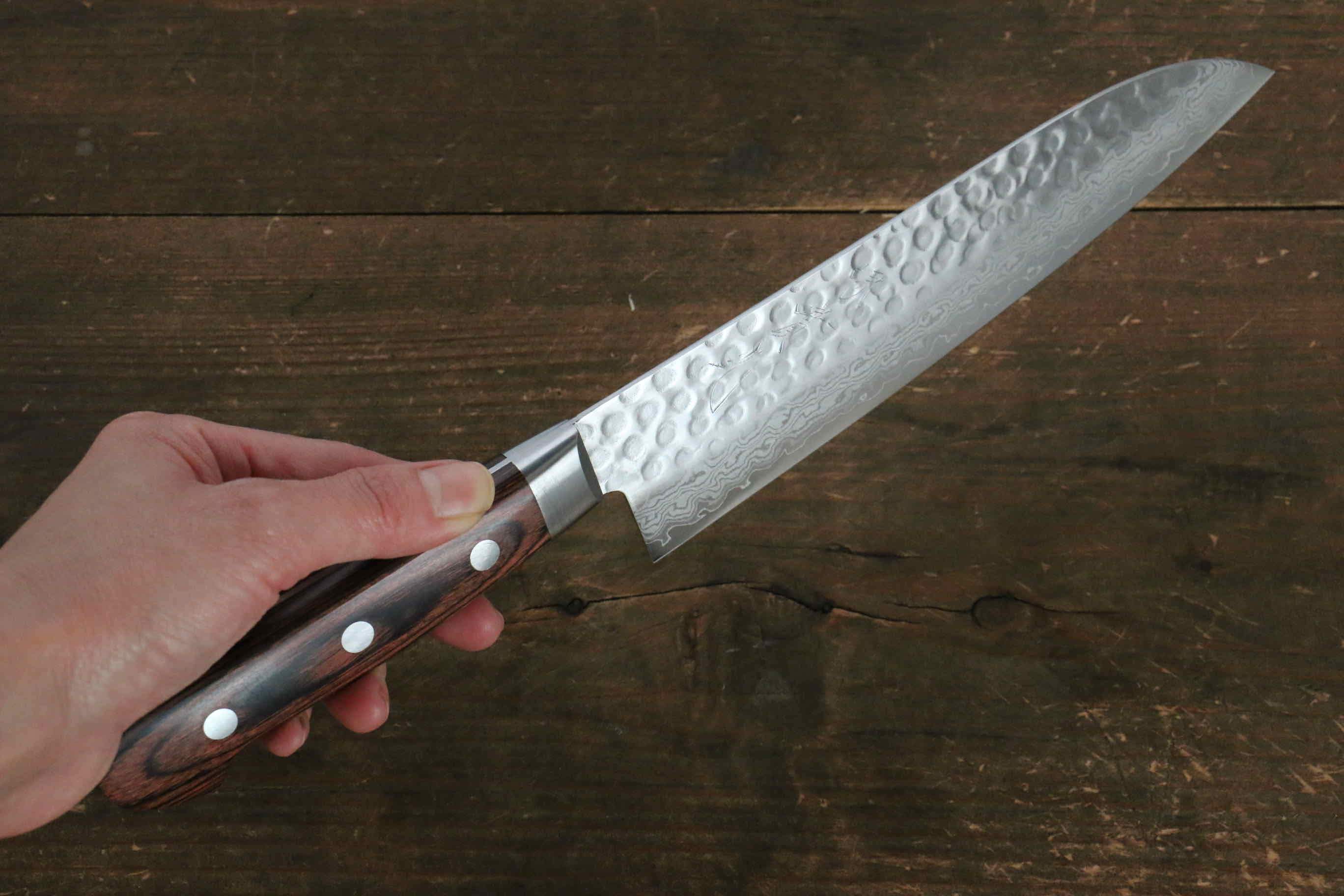 Premium Jikko VG10 17-Layer Damascus Santoku Knife 180mm with Mahogany Handle - Japanese Kitchen Knife for Professional Chefs & Home Cooking, Perfect for Slicing, Dicing & Chopping Vegetables, Meat & Fish