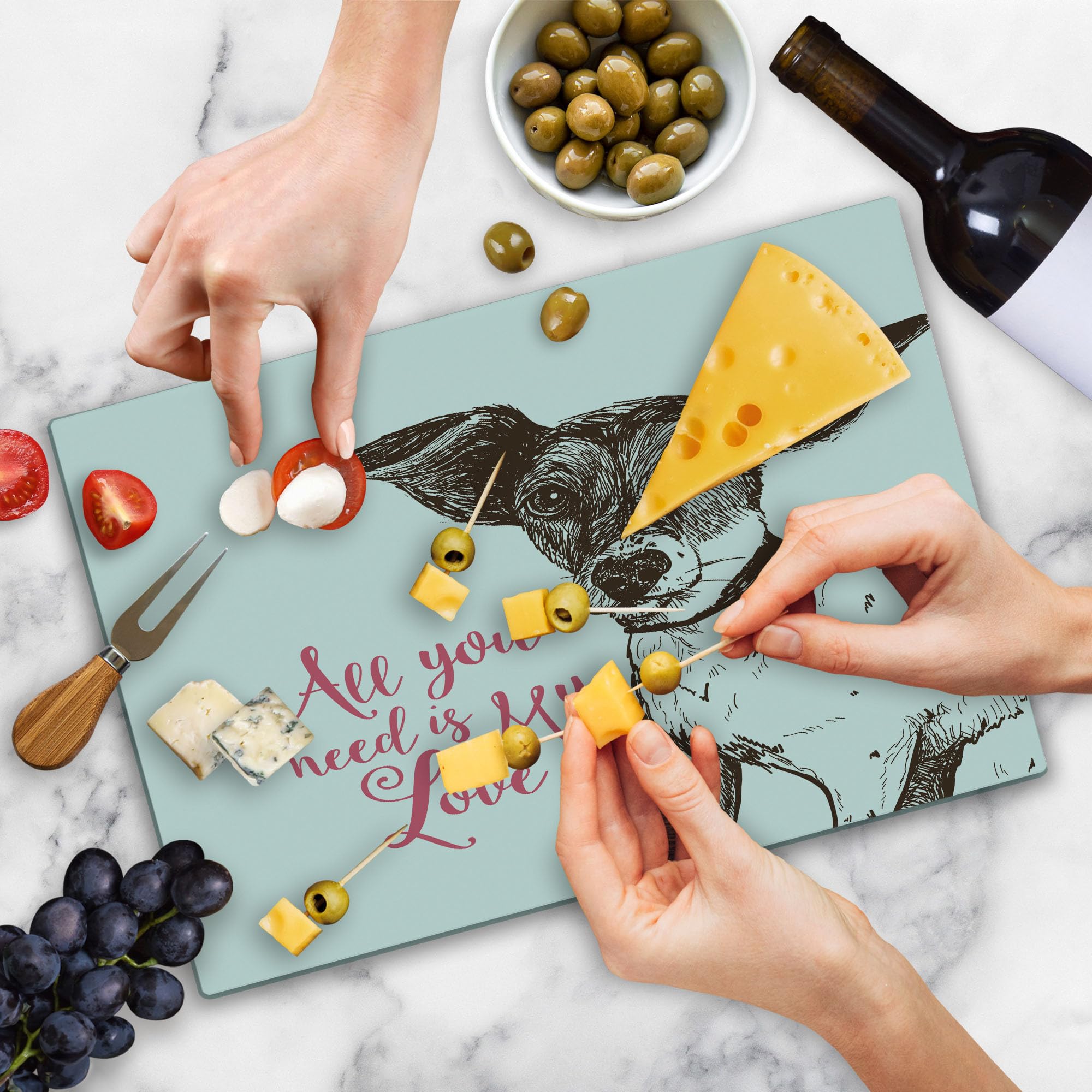 Ambesonne Jack Russell Dog Cutting Board - Sketch Design with 