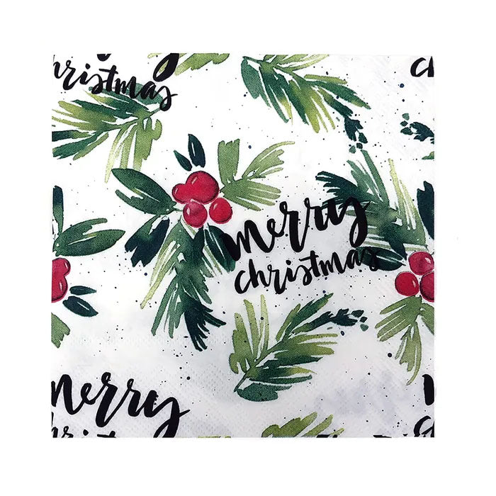 Merry Christmas Floral Napkin