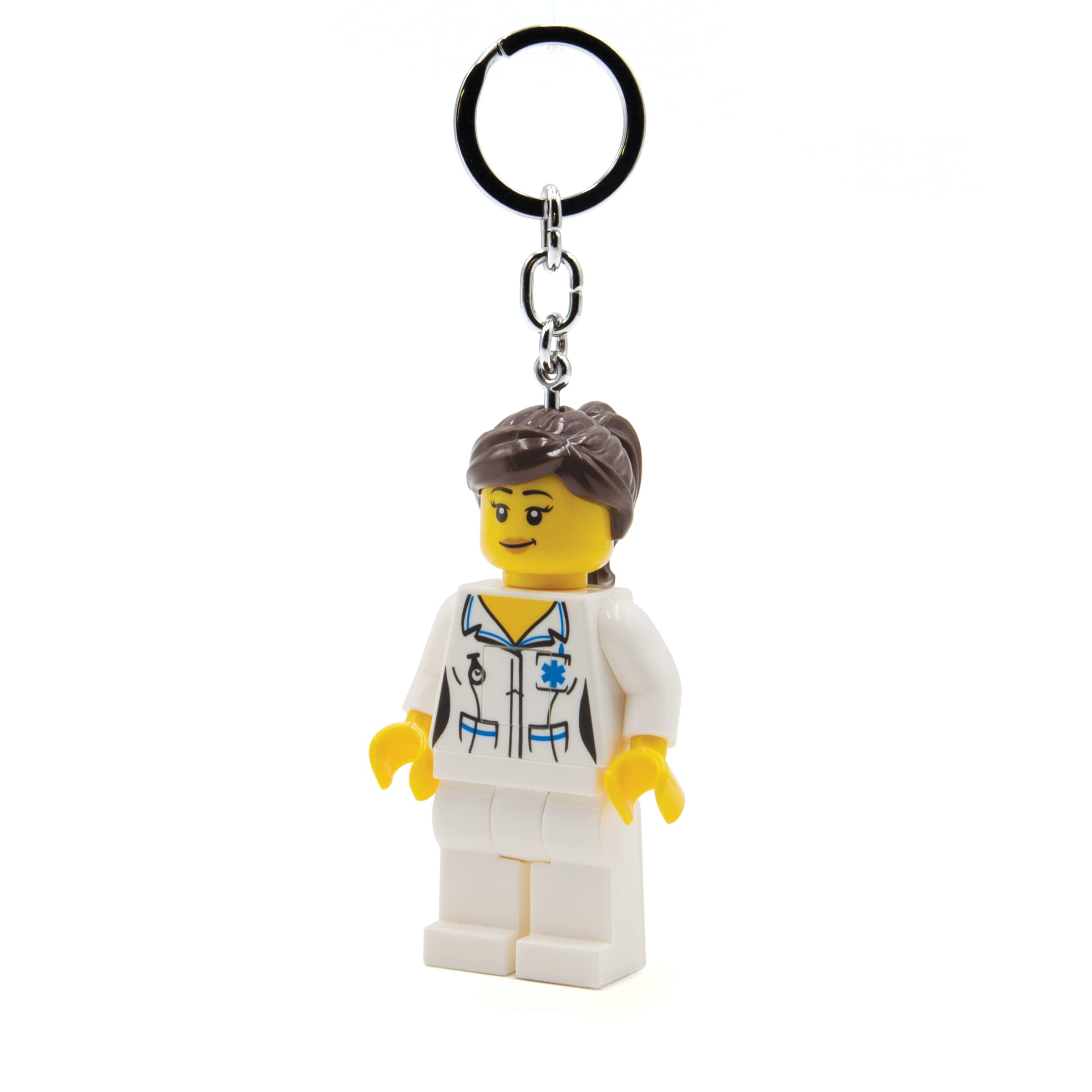 LEGO City Nurse Keychain Light - 3 Inch Tall Collectible Figure for Backpacks & Keys (KE186H) | Perfect Gift for LEGO Fans & Medical Professionals