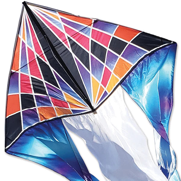 6.5 ft. Flo Tail Delta Kite with Gradient Check Design - Perfect for Beach Flying, Park Outings, and Family Fun Activities
