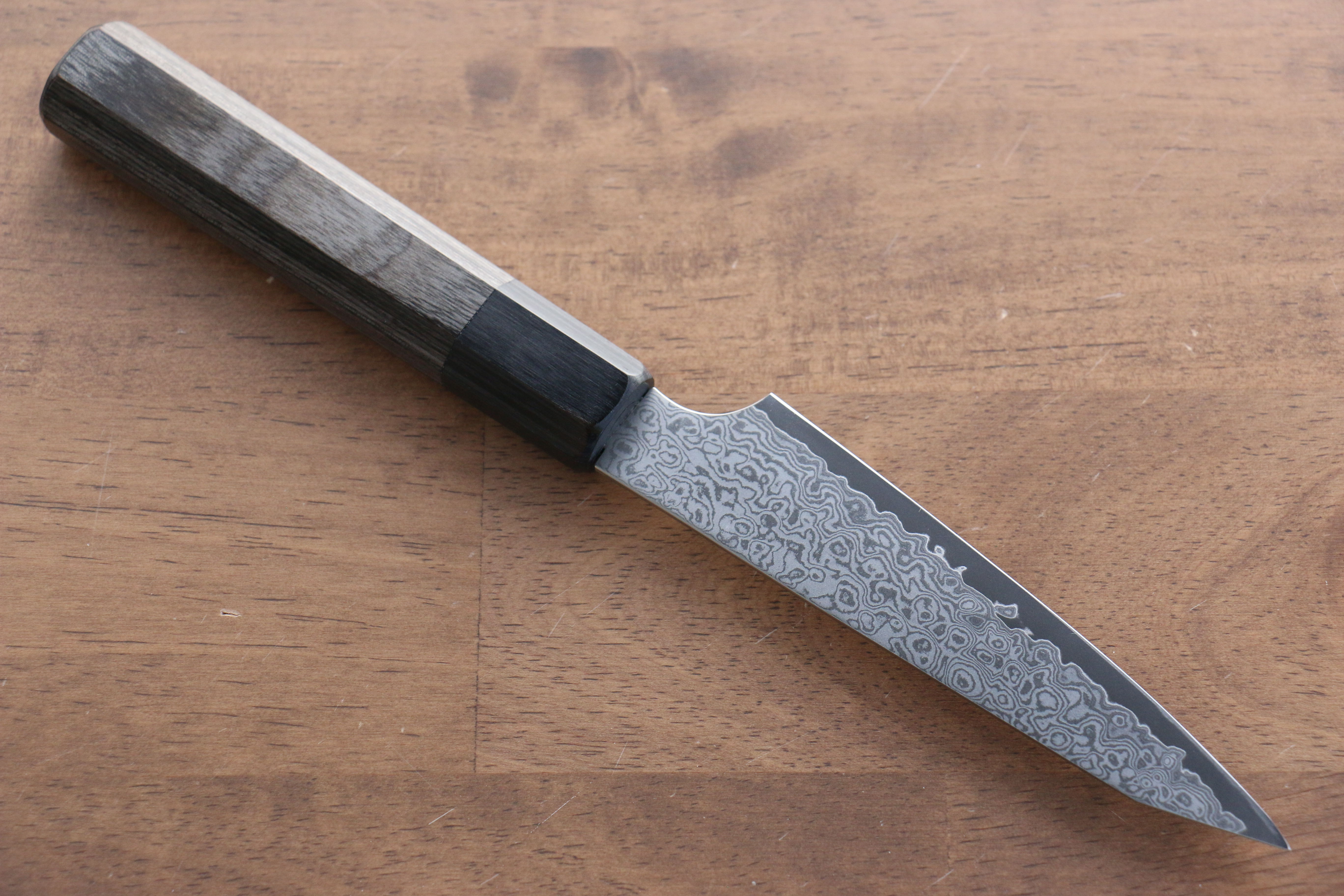 Seisuke VG10 33-Layer Damascus Kiritsuke Petty Utility Knife 120mm - Gray Pakkawood Handle - Perfect for Sushi, Vegetables & Precision Kitchen Tasks