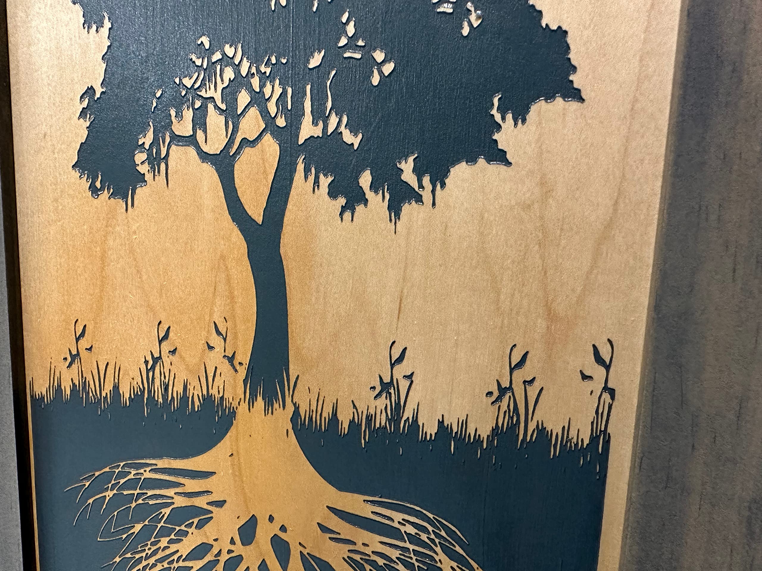 Bellewood Designs Hidden Gun Storage Cabinet with Tree of Life - Concealed Firearm Safe for Home & Office Security (Gray)