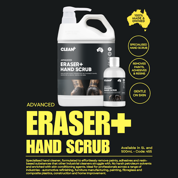 Clean Plus Advanced Eraser Plus Hand Scrub - Exfoliating & Moisturizing Hand Cleanser for Dry, Rough Skin - Perfect for Nurses, Mechanics & Healthcare Workers