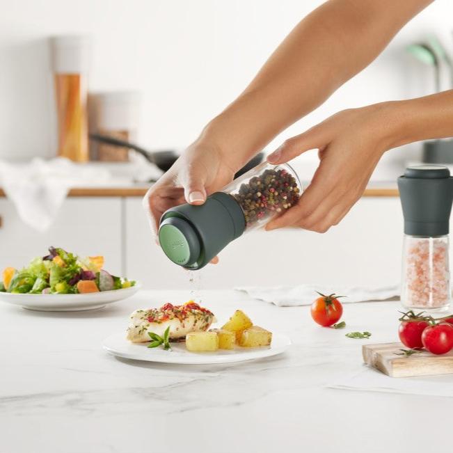 Premium Grey Salt and Pepper Grinder Set - Adjustable Ceramic Spice Mill for Kitchen, Dining Table & Outdoor BBQ - Perfect for Home, Restaurant & Travel Use