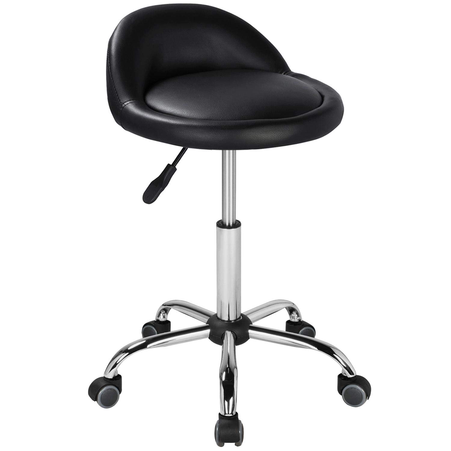 Yaheetech Adjustable Hydraulic Rolling Swivel Stool - Ergonomic Salon Chair with Backrest & Wheels for Tattoo, Massage, Facial Spa, Manicure & Dentist Clinic - Perfect for Professional Salons, Home Beauty Stations & Medical Offices (Black)