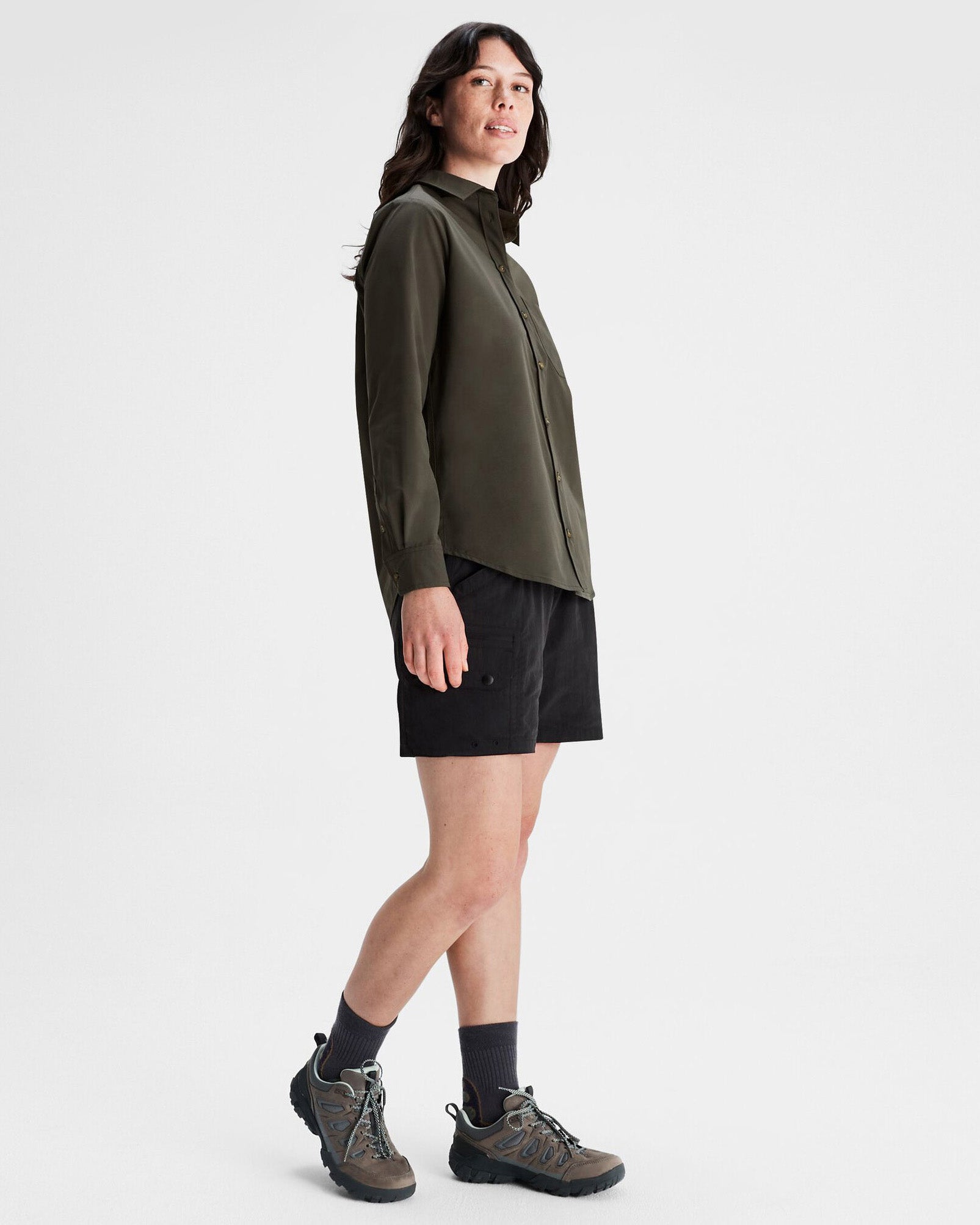 Women's Corsair Long Sleeve Shirt - Dark Moss Green Casual Top for Hiking, Travel & Everyday Wear