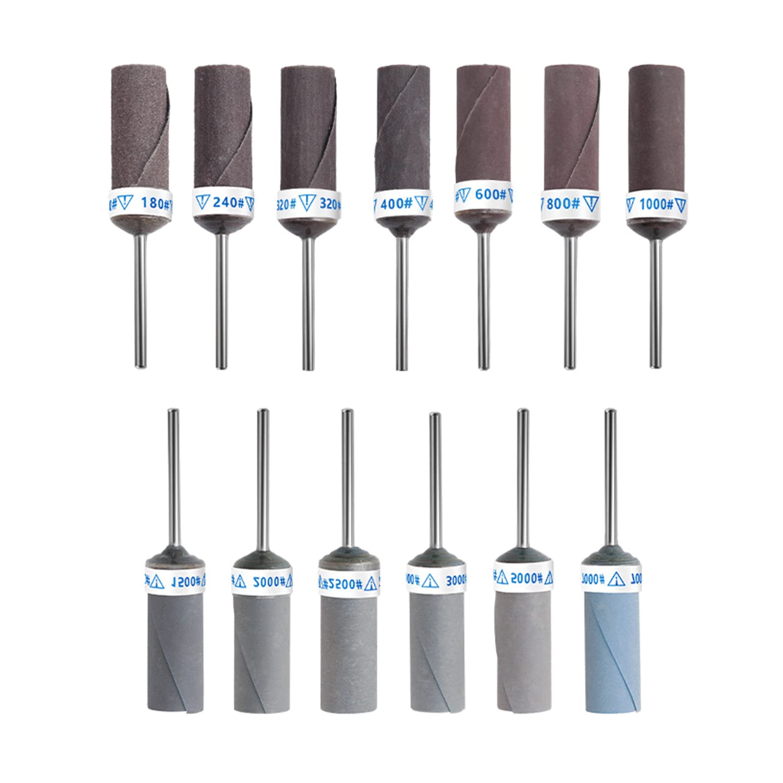 13-Piece 2.35mm Shank Grit 180-7000 Wet Dry Sandpaper Sanding Rod Stick Polishing Grinding Heads for Rotary Tools - Perfect for Woodworking, Metal Polishing & DIY Projects