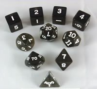 Smoke Transparent Polyhedral Dice Set - 10pc for RPG & Board Games