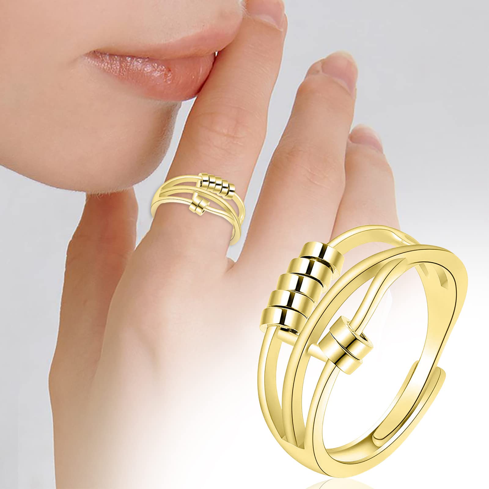 Elegant Thin Gold Band Ring for Women - Turnable Decompression Alloy Ring, Simple & Fashionable Jewelry (Gold, One Size) - Perfect for Everyday Wear, Gift Giving & Special Occasions