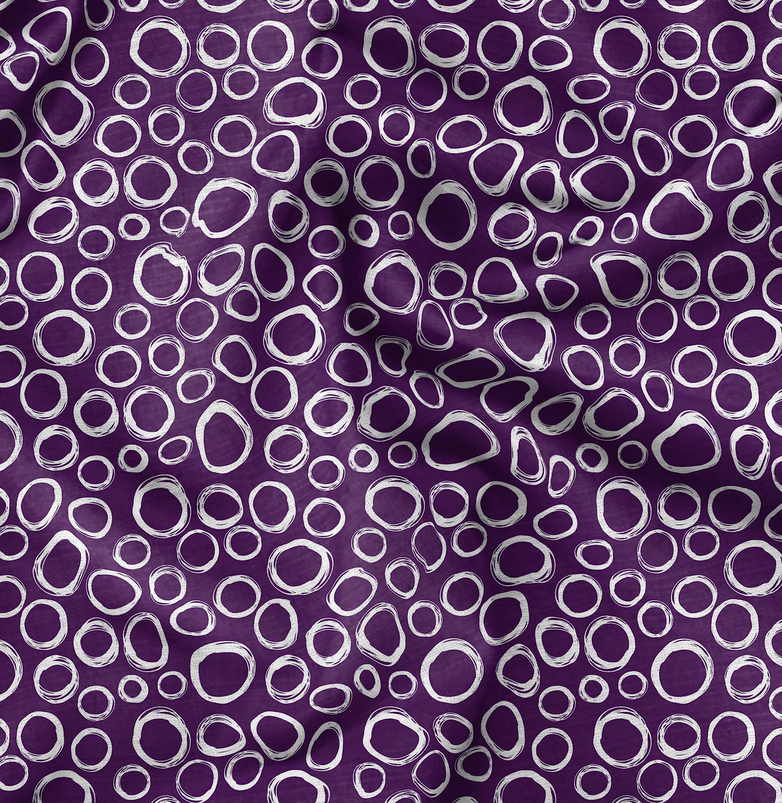 Soimoi Moss Georgette Purple Fabric by The Yard - 42 Inch Wide Geometric Printed Fabric for Dresses, Curtains & Home Decor | Circle & Oval Pattern Textile for DIY Sewing Projects
