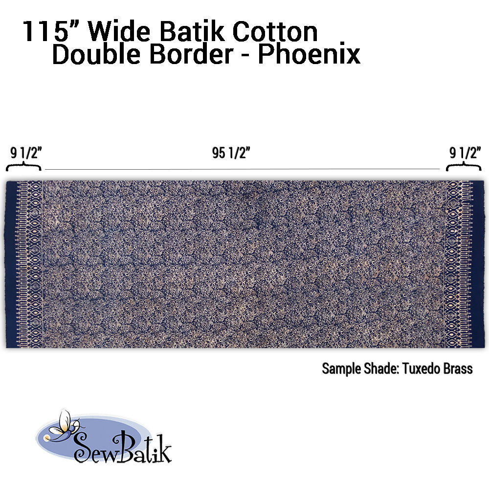 115-Inch Wide Batik Fabric with Double Border Phoenix & Azalea Design - Perfect for Quilting, Home Decor, and DIY Crafts