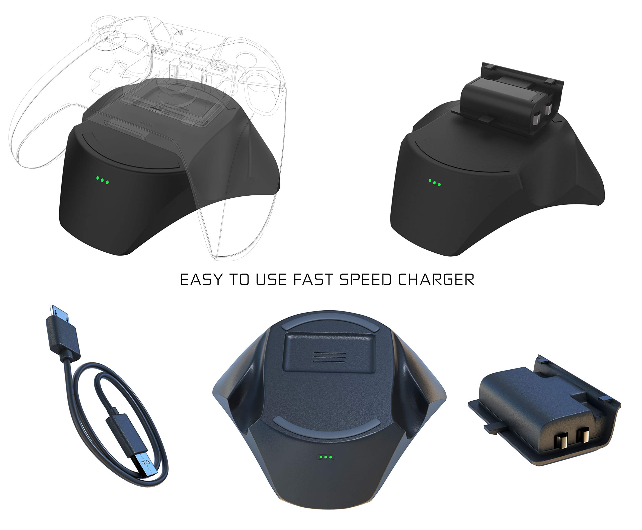 Skywin Wireless Xbox Charging Station - Qi Fast Charger Dock with Battery Pack for Xbox One/Xbox Series X|S Controllers - Perfect for Gaming Sessions & Multiplayer Setups