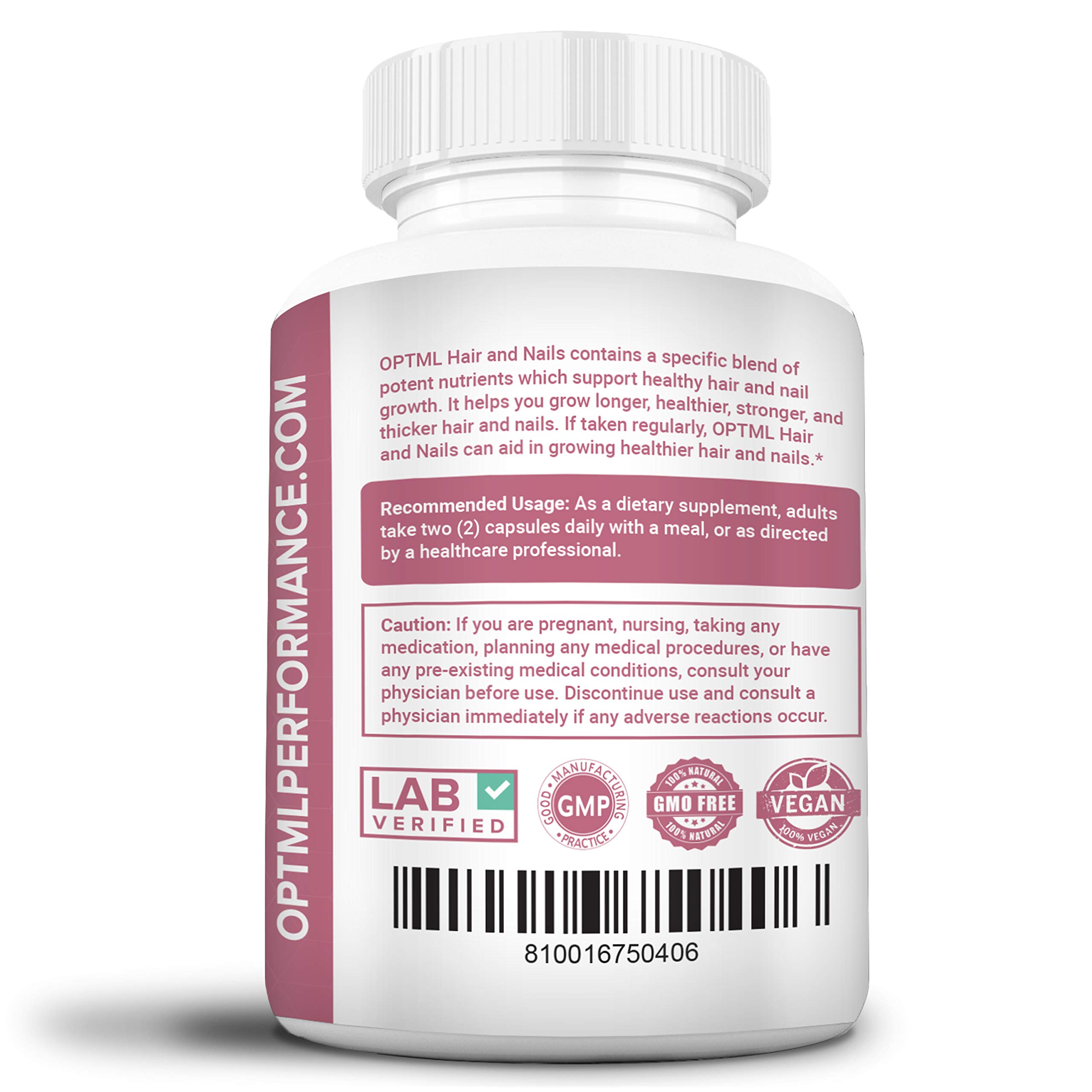 OPTML Biotin Hair Growth Vitamins for Women & Men - 60 Capsules | Hair & Nail Supplement with Biotin for Faster Growth, Thicker Hair & Healthy Nails | Perfect for Hair Loss Treatment & Daily Beauty Care