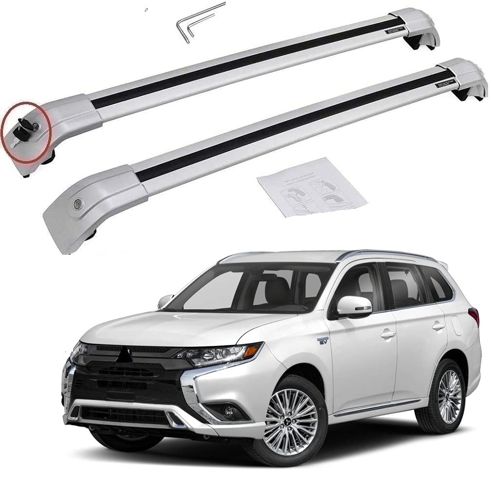 Lockable Silver Roof Rack Cross Bars for Mitsubishi Outlander 2013-2021 - Heavy Duty Cargo Carrier for Camping, Road Trips & Outdoor Adventures