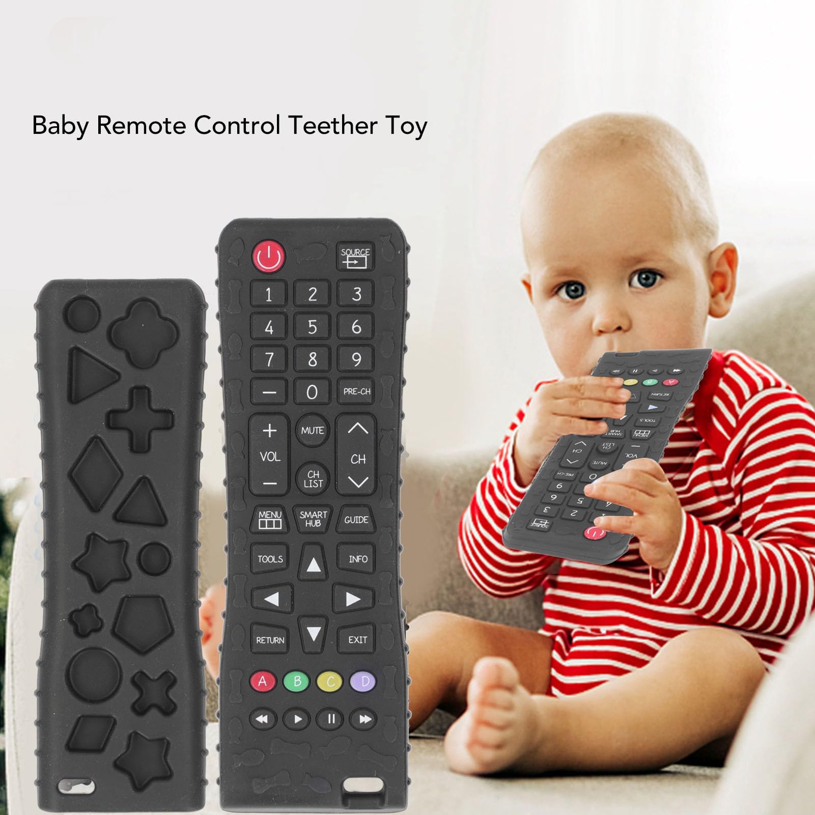 Baby Teether Toys - Silicone Teething Toy with Remote Control Buttons for Infants & Toddlers | Educational Sensory Toy for Soothing Sore Gums - Perfect for Home, Travel & Daycare Use
