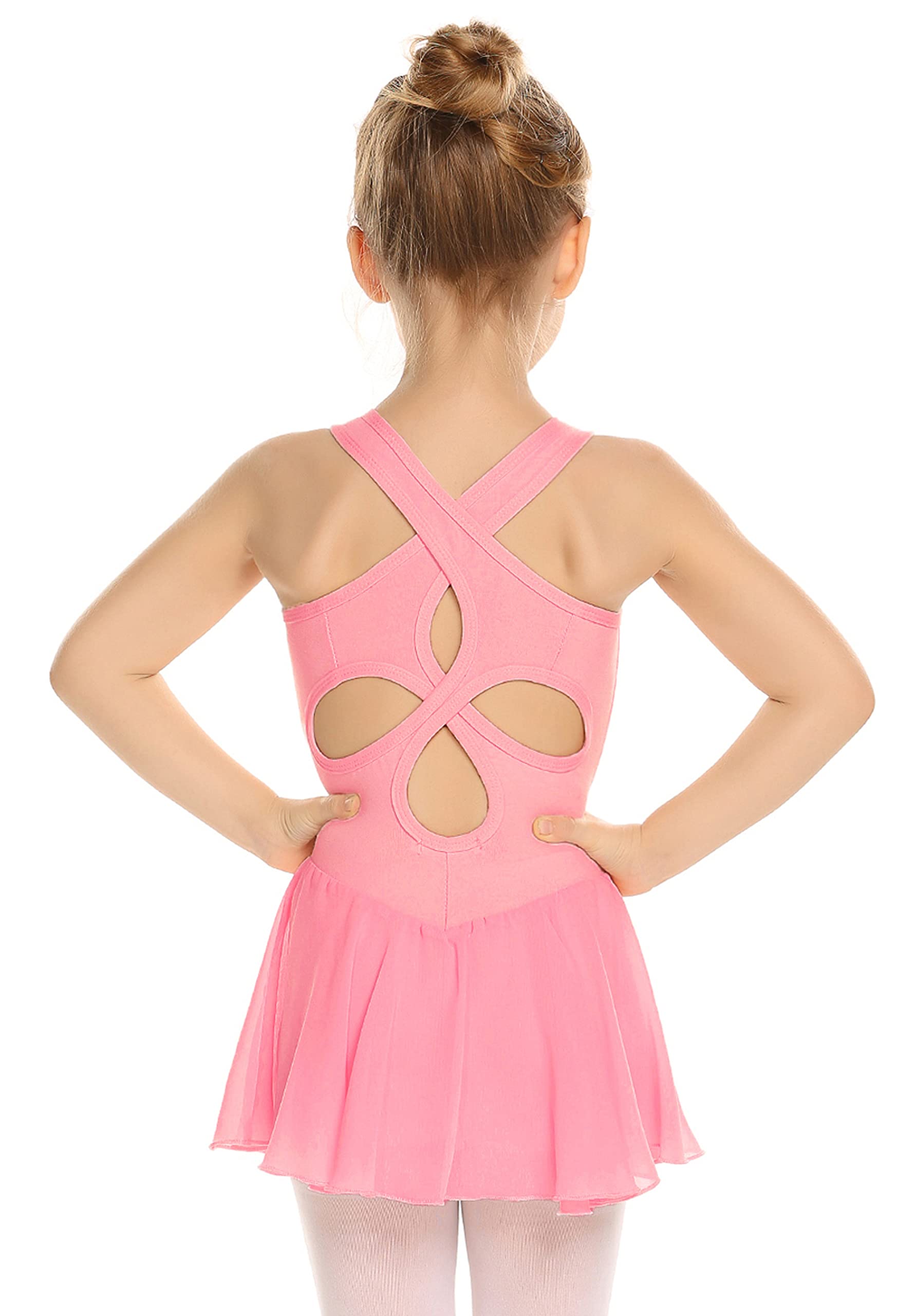 Arshiner Girls Ballet Leotard with Skirt - Sleeveless Dance Dress for Kids - Hollow Back Design - Perfect for Ballet Class, Recital & Performance
