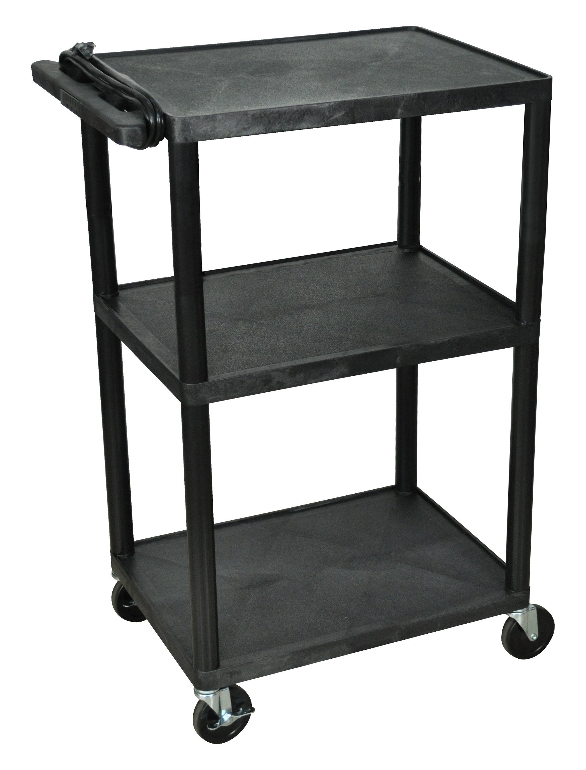 Luxor Endura Black 3-Tier Rolling Utility Cart 42