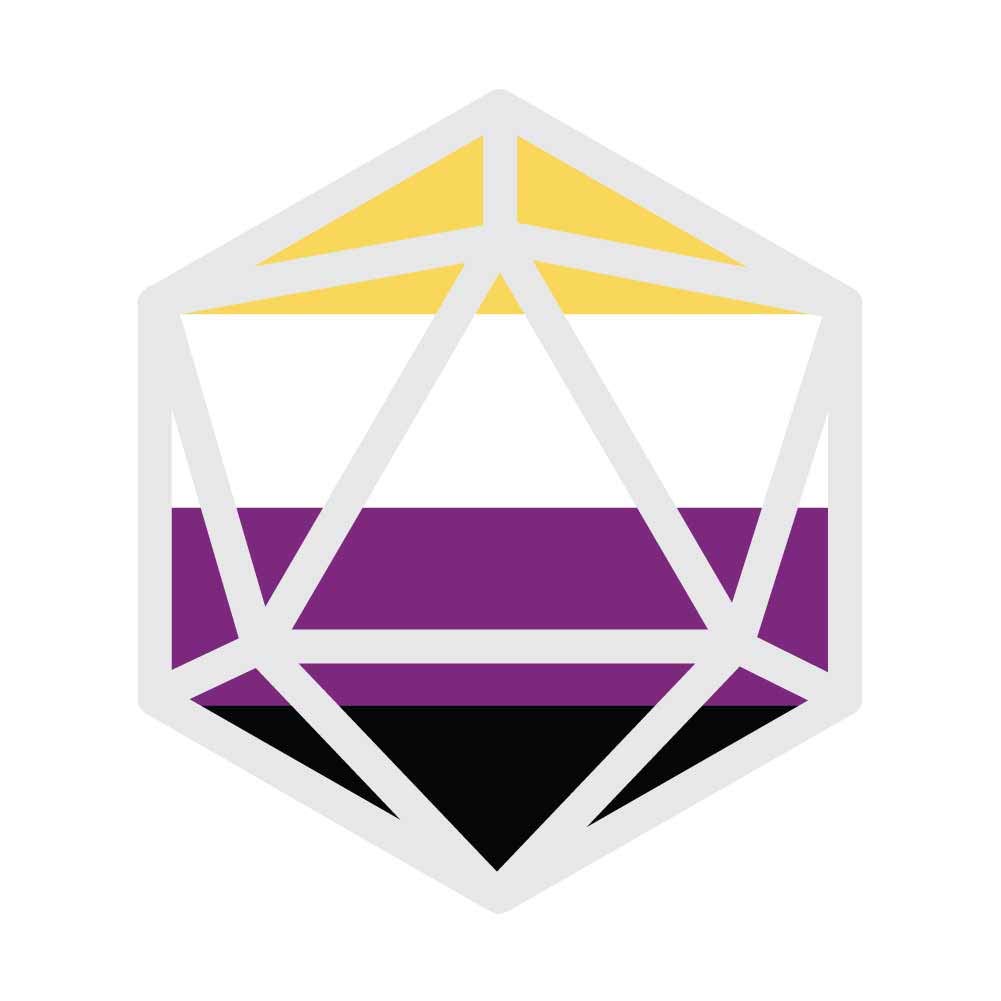 Non-Binary Pride Flag D20 - 4 Inch Full Color Vinyl Decal for Cars, Laptops, Windows & Home Decor | Waterproof Indoor & Outdoor Use | LGBTQ+ Ally Support Sticker
