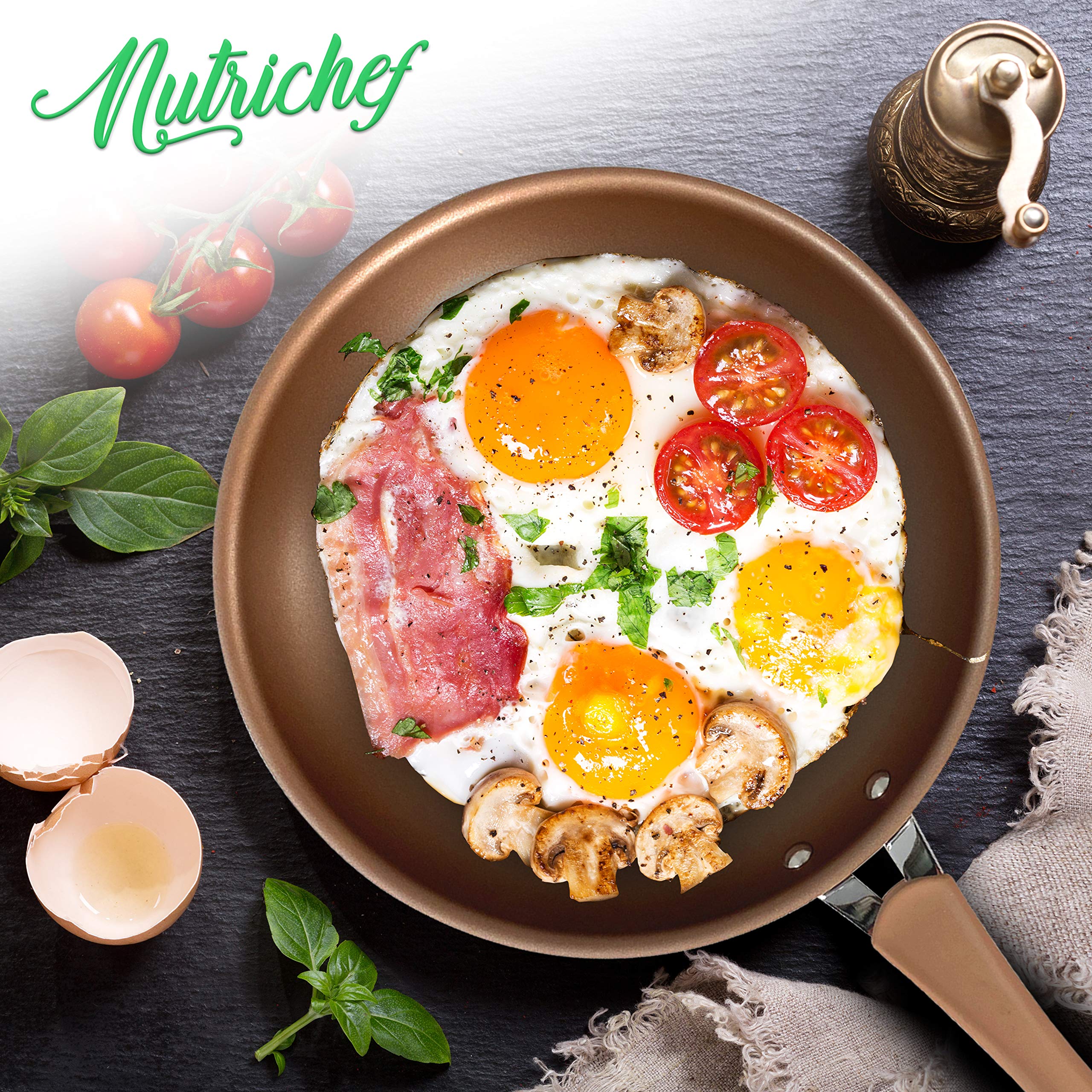 NutriChef 8-Inch Nonstick Frying Pan - PFOA/PTFE Free, Induction Compatible, Durable Cookware for Gas, Electric & Ceramic Stoves - Perfect for Eggs, Pancakes & Small Meals (Compatible with NCCW14S & NCCW20S Models)