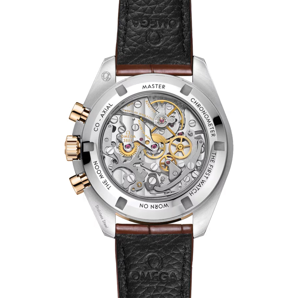 Speedmaster Moonwatch Professional Co-Axial Master Chronometer 42mm Watch - Moonshine™ Gold & Steel Case, Silver Dial, Leather Strap | Luxury Men's Chronograph for Space Enthusiasts & Collectors