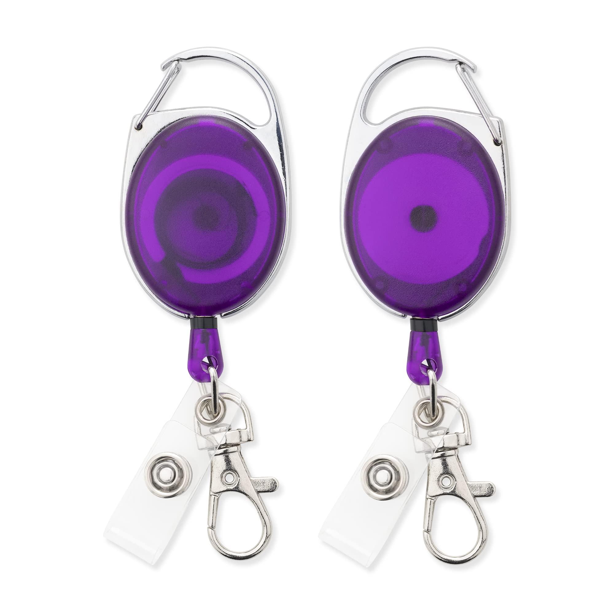 kwmobile Retractable ID Badge Holder with Metal Carabiner - Extendable Yo-Yo Lanyard for ID Cards & Passes - Violet Purple - Perfect for Office, School, Events & Security Access
