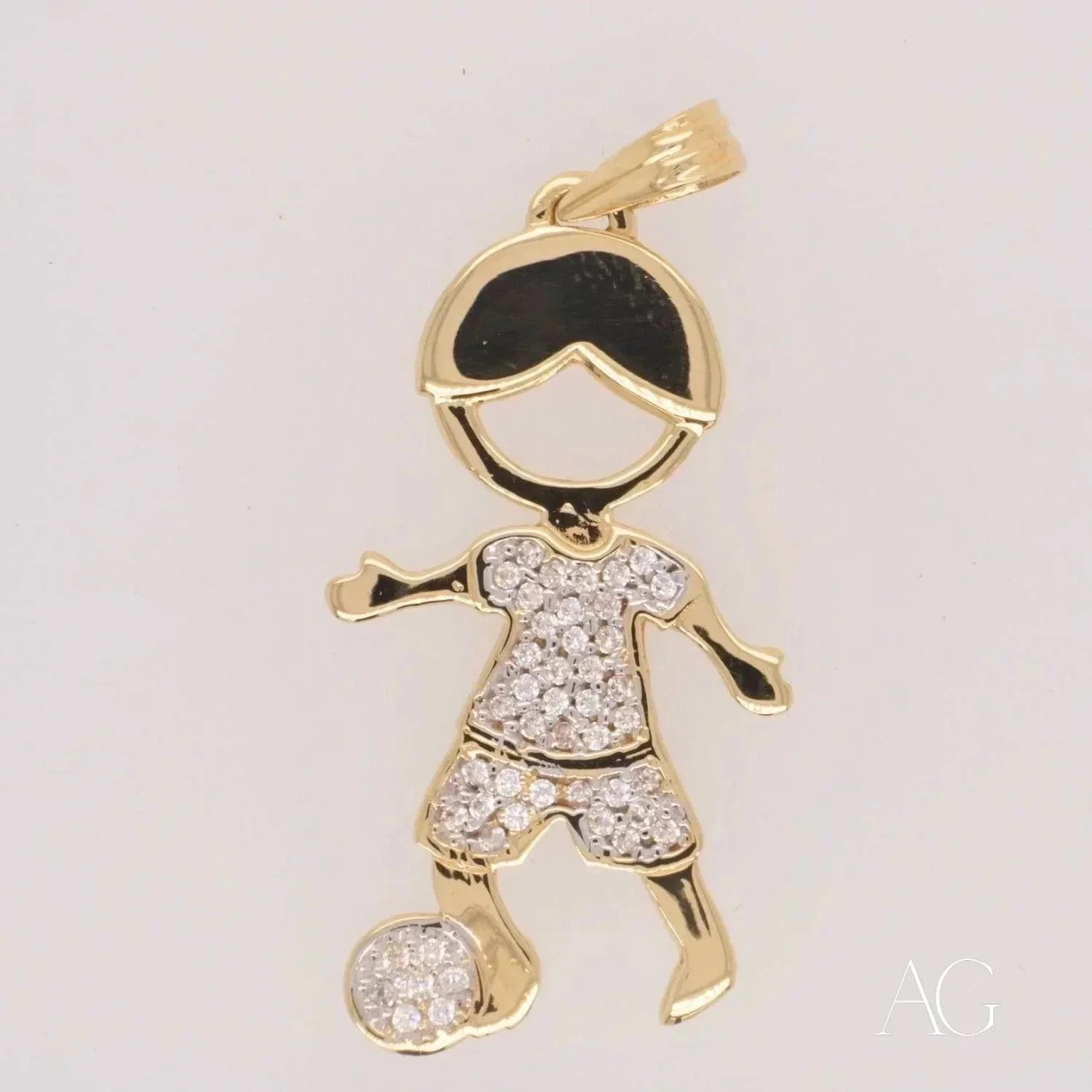 18K Gold Pendant Necklace with CZ Stones - Elegant Doll Charm Jewelry for Women, Perfect for Gifts, Parties and Special Occasions