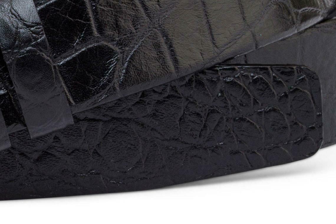 Montblanc Thin Black Crocodile Embossed Leather Belt for Men & Women - 1 Inch Width - Stylish & Durable Fashion Accessory for Office, Business & Formal Occasions