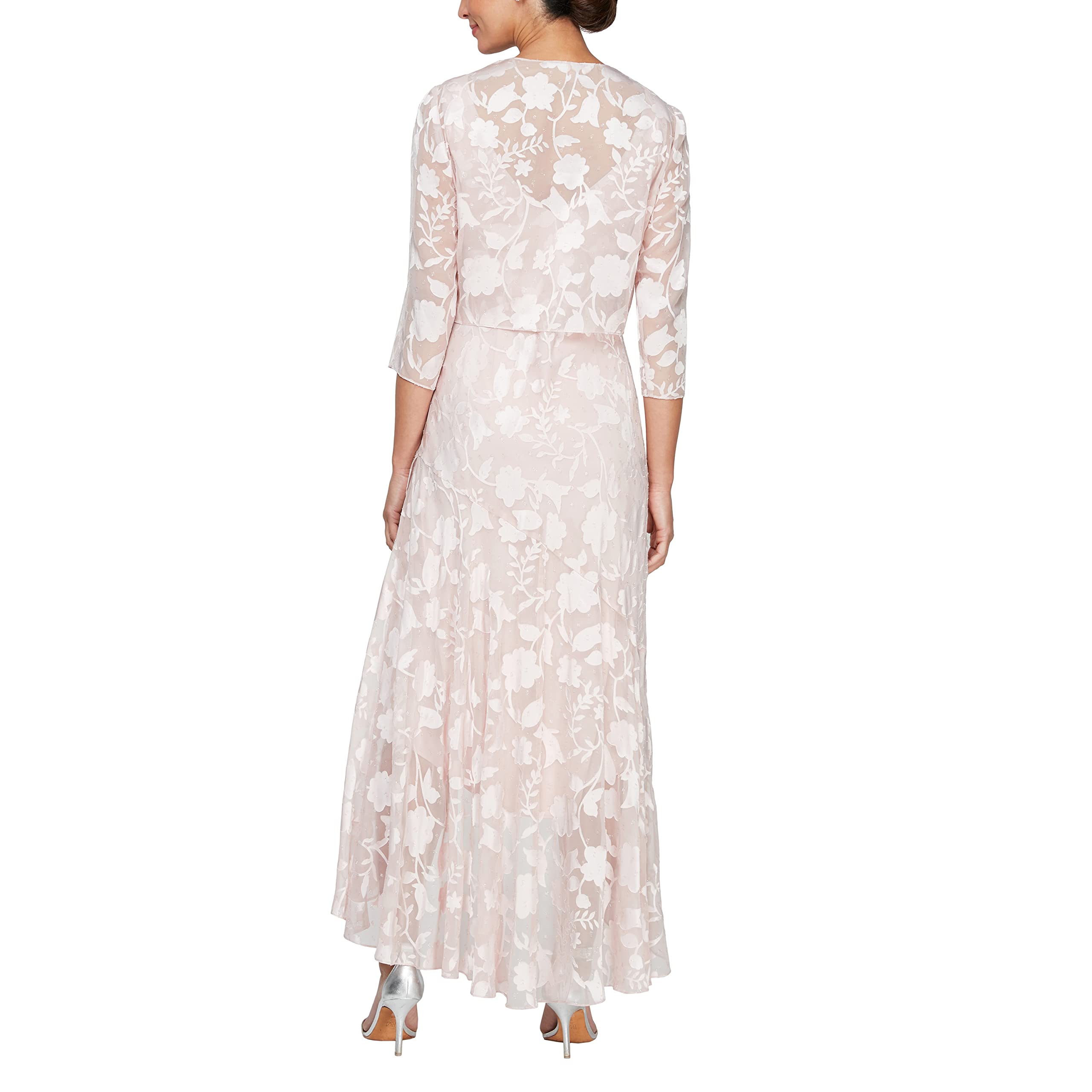 Alex Evenings Women's Sleeveless Printed Chiffon Midi Dress with Jacket - High-Low Hemline Spring/Summer Wedding Guest & Mother of The Bride Outfit for Formal Occasions