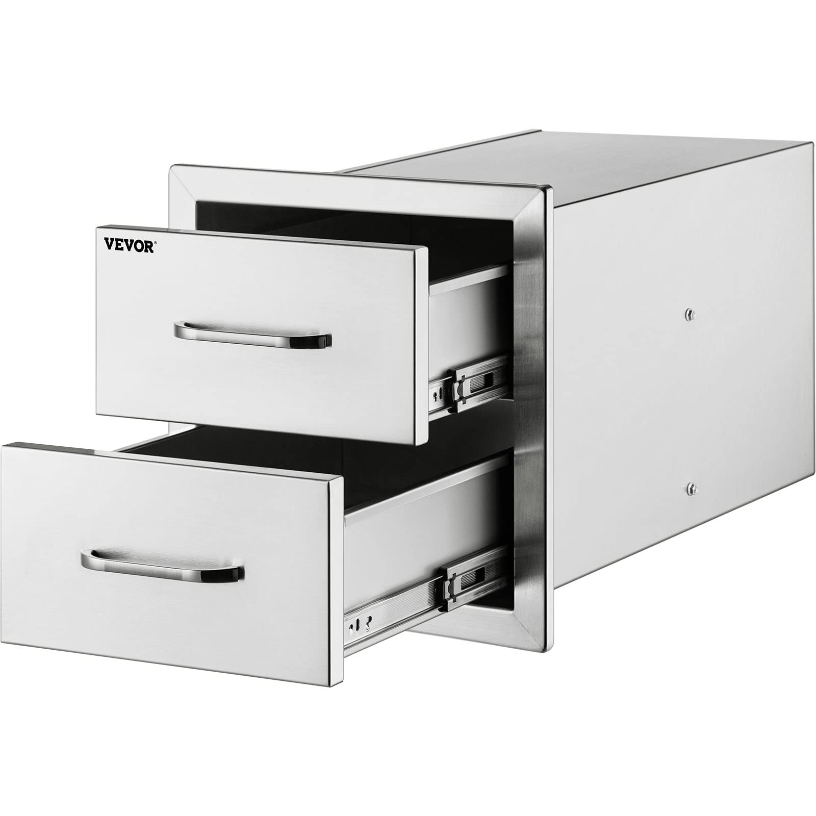 Stainless Steel BBQ Island Drawers 18x20.6x12.7 Inch - Flush Mount Double Outdoor Kitchen Drawers with Handle for Patio Grill Station | Perfect for Backyard Entertaining, Poolside Cooking & Outdoor Dining Areas