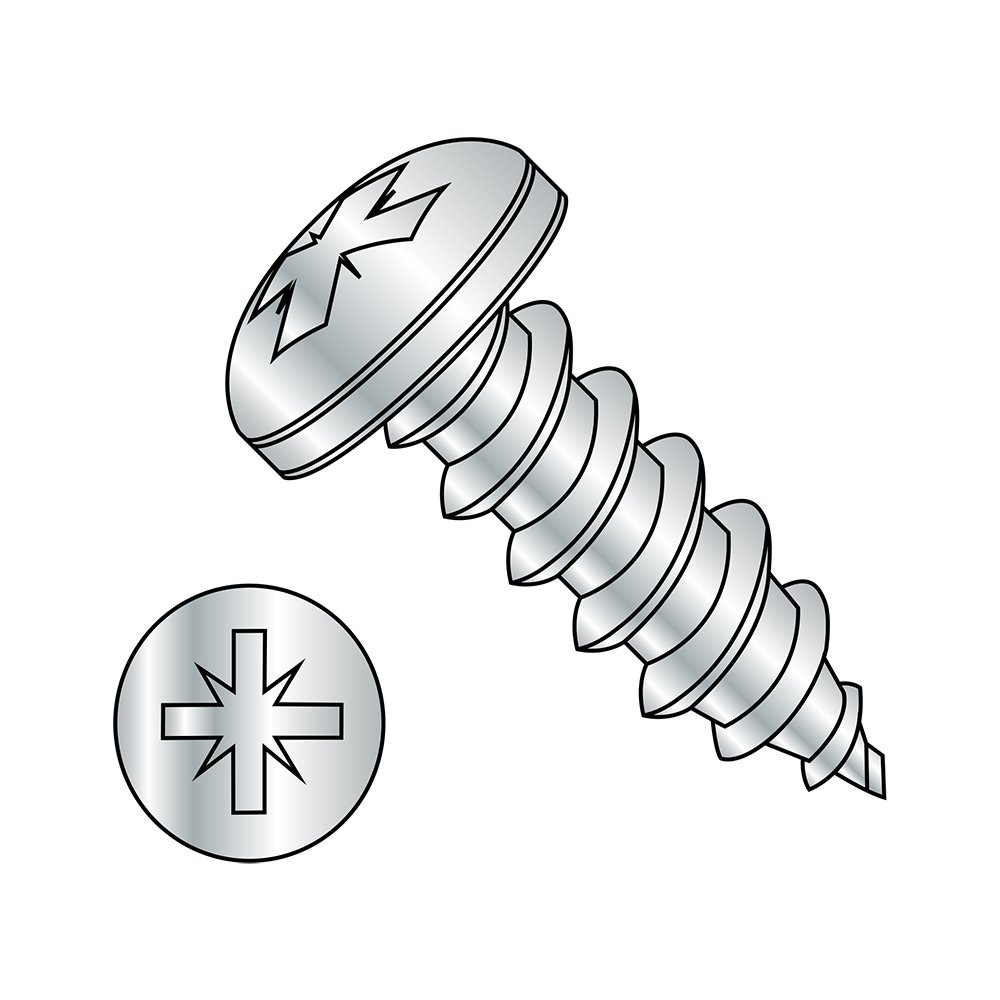 Small Parts 0820ABZP #8-18 Zinc Plated Steel Sheet Metal Screws, Pan Head Pozi Drive Type A, 1-1/4