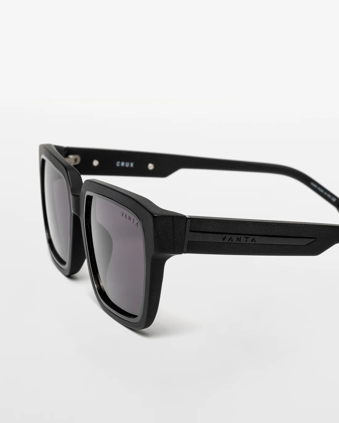 VANTA Crux Polarized Sunglasses for Men & Women - Matte Black Frame with Black Metal Temples - UV Protection, Lightweight & Stylish for Driving, Running, and Outdoor Activities