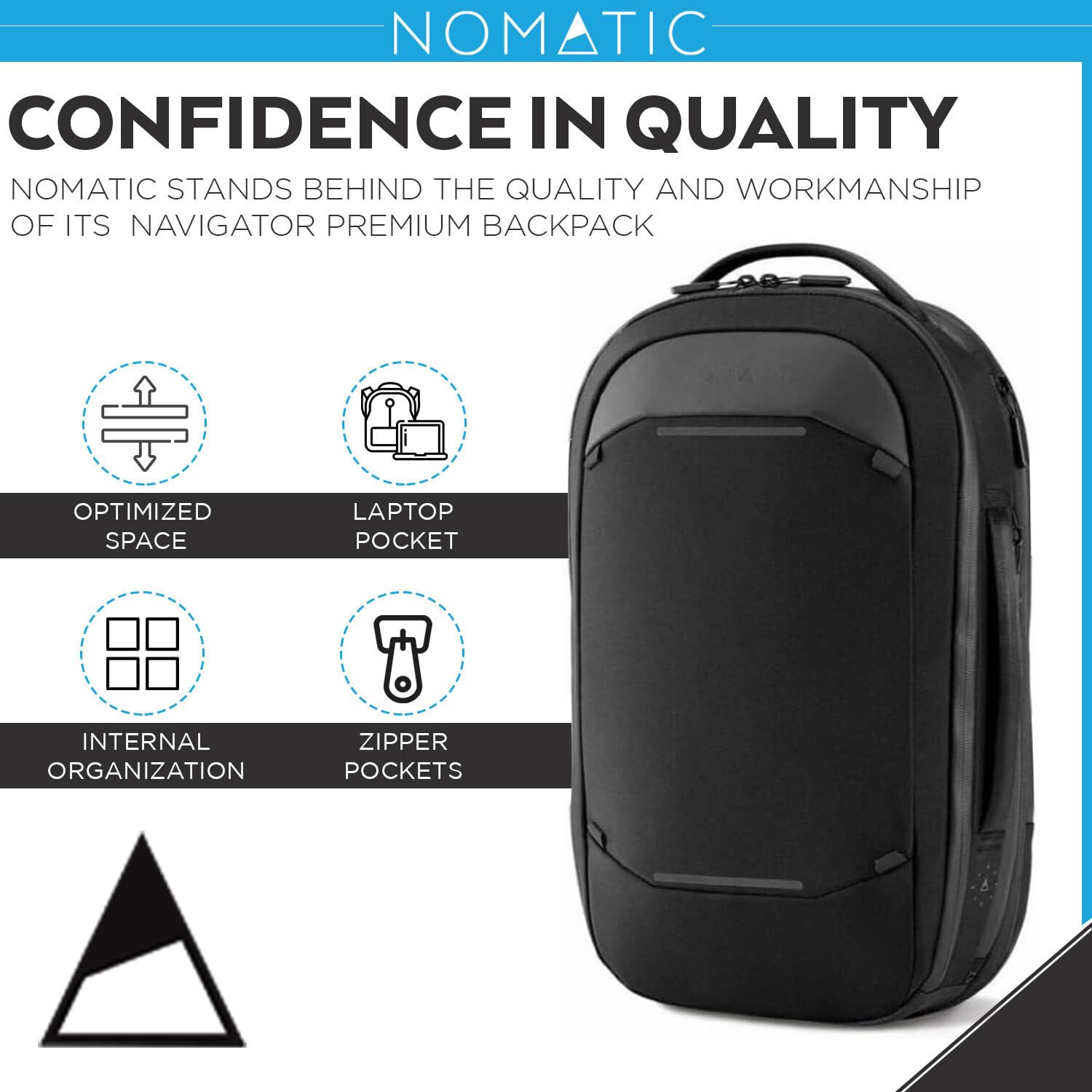 NOMATIC Navigator Premium 15L Expandable Backpack - Water Resistant Anti-Theft Laptop Bag with 6L Built-In Expansion - Perfect for Travel, Work & Daily Commute - Black Computer Backpack for Professionals & Students