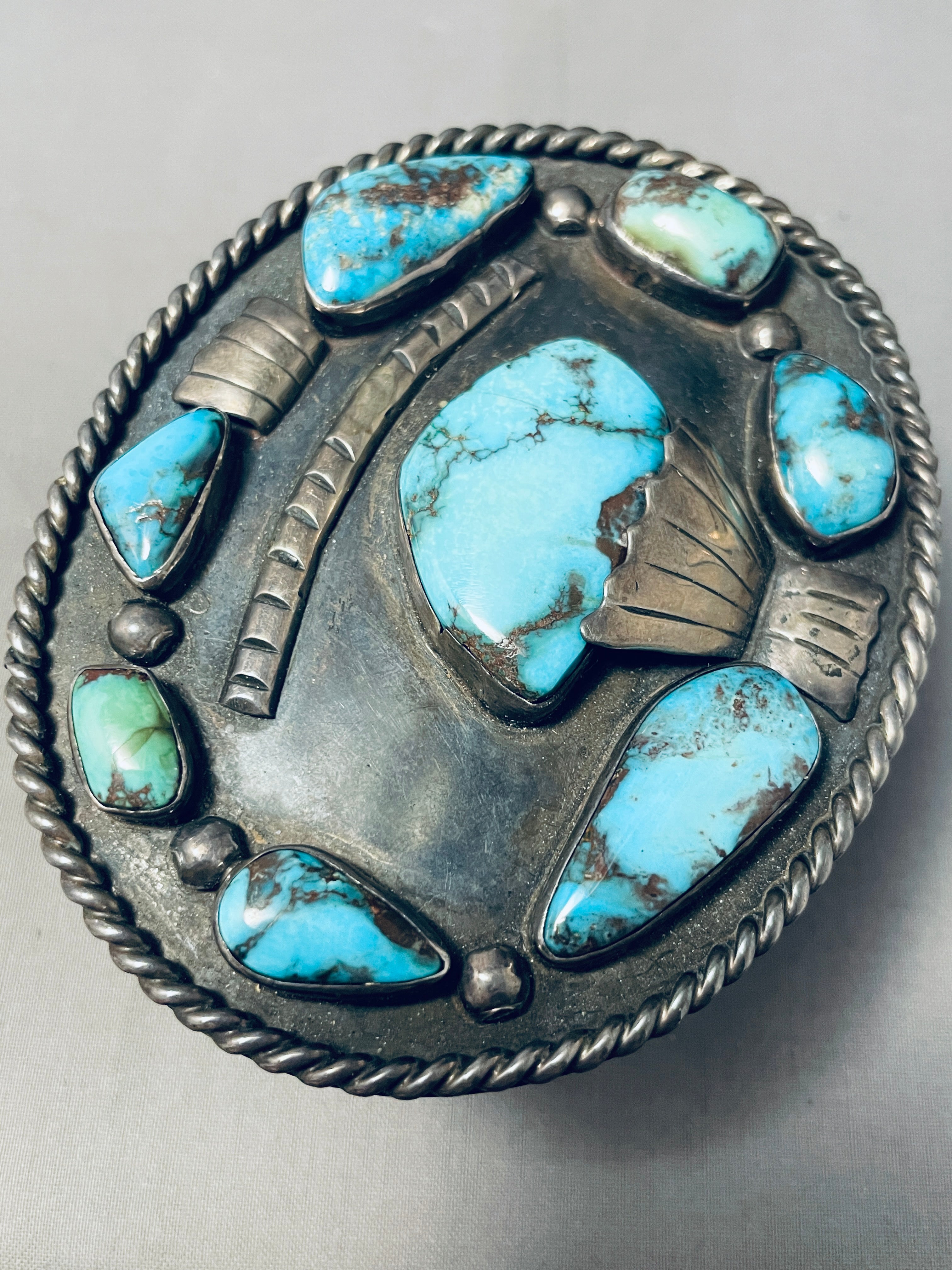 Vintage Navajo Morenci Turquoise Sterling Silver Bracelet - 165g Handmade Native American Jewelry for Women, Boho Fashion & Gift Ideas