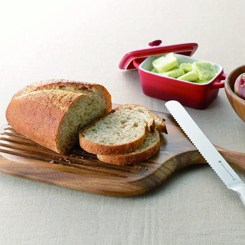 Premium Kevnhaun Bamboo Bread & Fruit Cutting Board - Non-Slip, Knife-Friendly Kitchen Essential for Slicing Bread, Fruits, and Vegetables