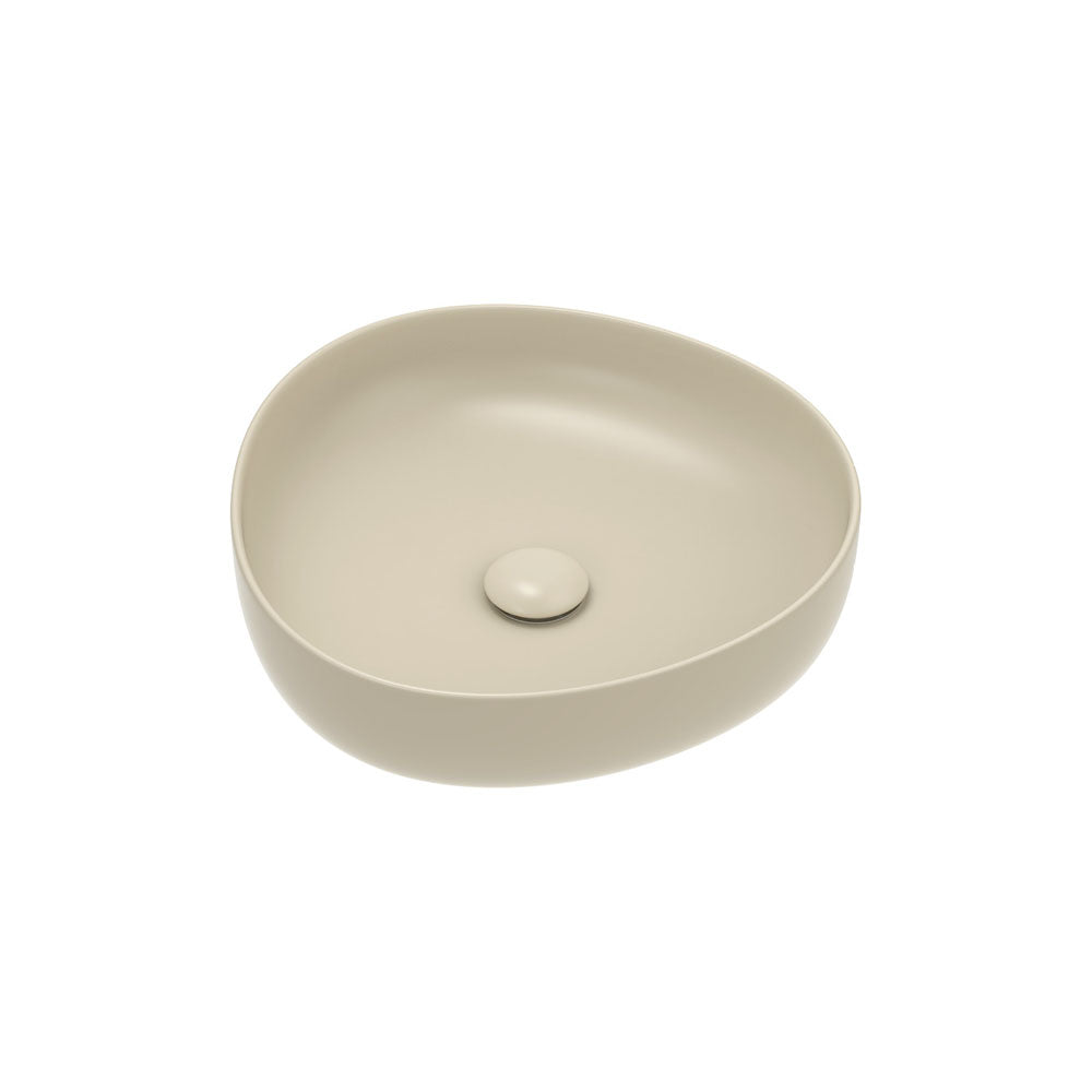 Fienza RB486MK Pebble Small Above Counter Bathroom Sink - Matte Khaki Finish | Modern Vanity Basin for Powder Rooms & Guest Baths | Water-Resistant Ceramic Design