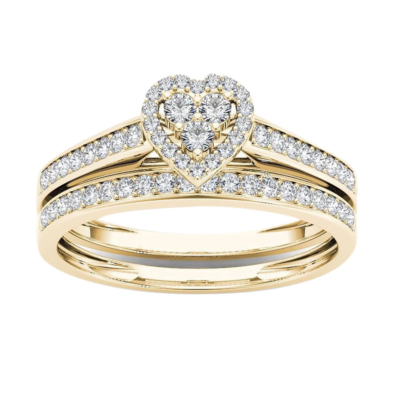 Zircon Alloy Couple Rings - European Plated Inlaid Wedding Bands for Men & Women | Perfect for Anniversaries, Engagements, and Romantic Gifts