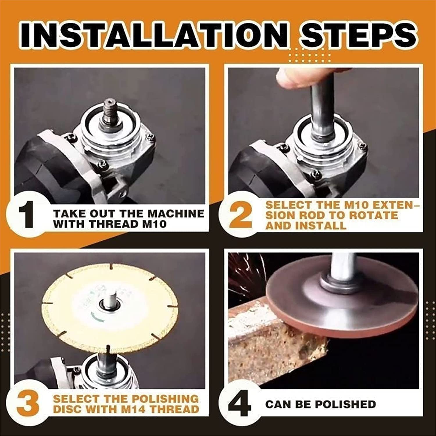 2022 New Stainless Steel Angle Grinder Extension Rod Set - 3pcs Rotary Shaft for Polishing, Grinding & Seamless Docking - Easy Installation for DIY & Professional Metalworking Projects