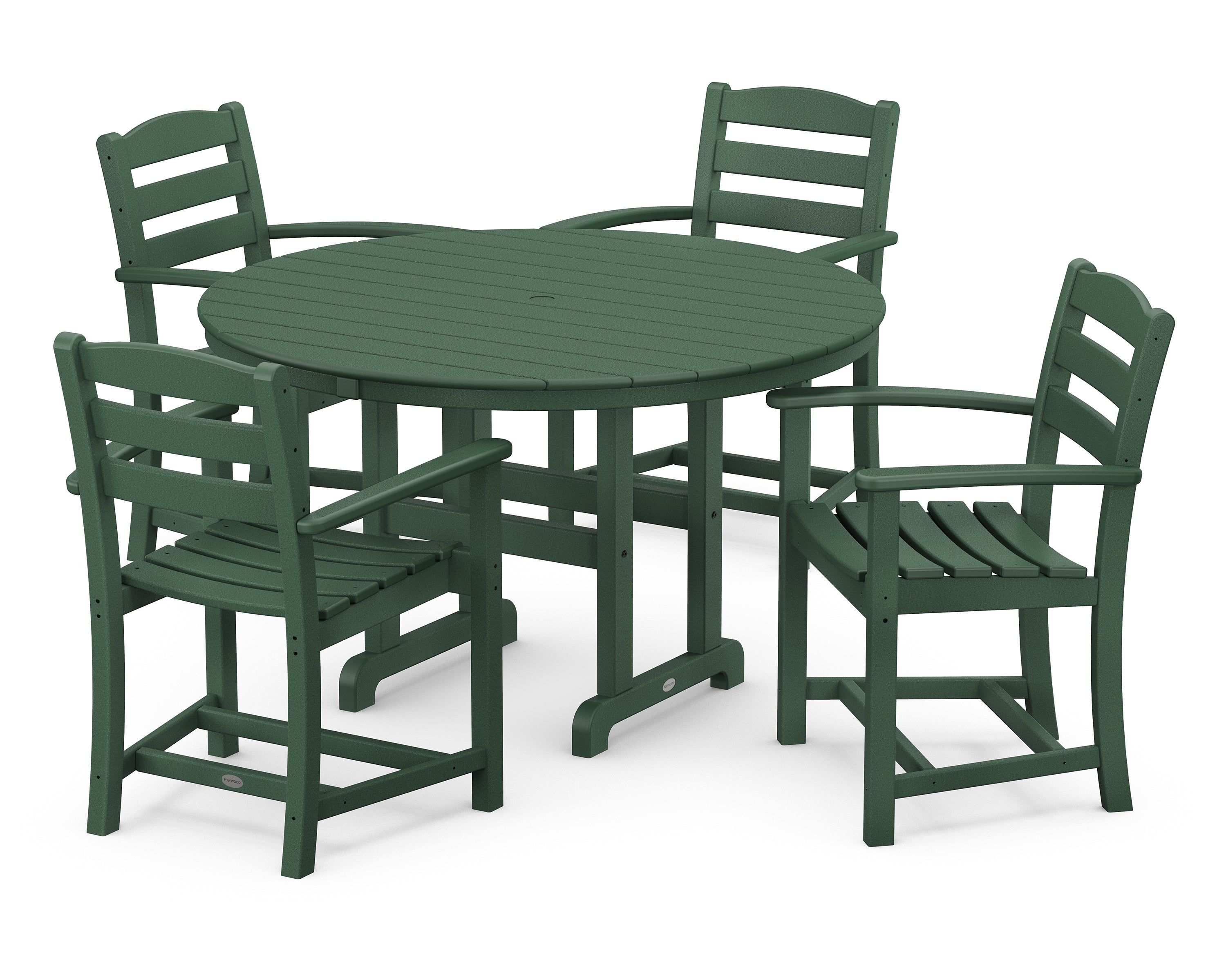 POLYWOOD La Casa Cafe 5-Piece Round Farmhouse Dining Set - Outdoor Patio Furniture for Garden, Backyard, and Poolside Dining