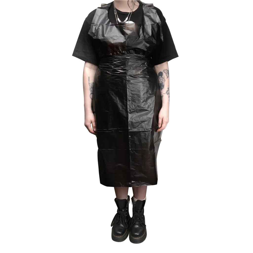 Disposable Black Aprons - Pack of 100 - Heavy Duty Polypropylene Aprons for Cooking, Painting, Cleaning & Hairdressing - Perfect for Restaurants, Salons & DIY Projects