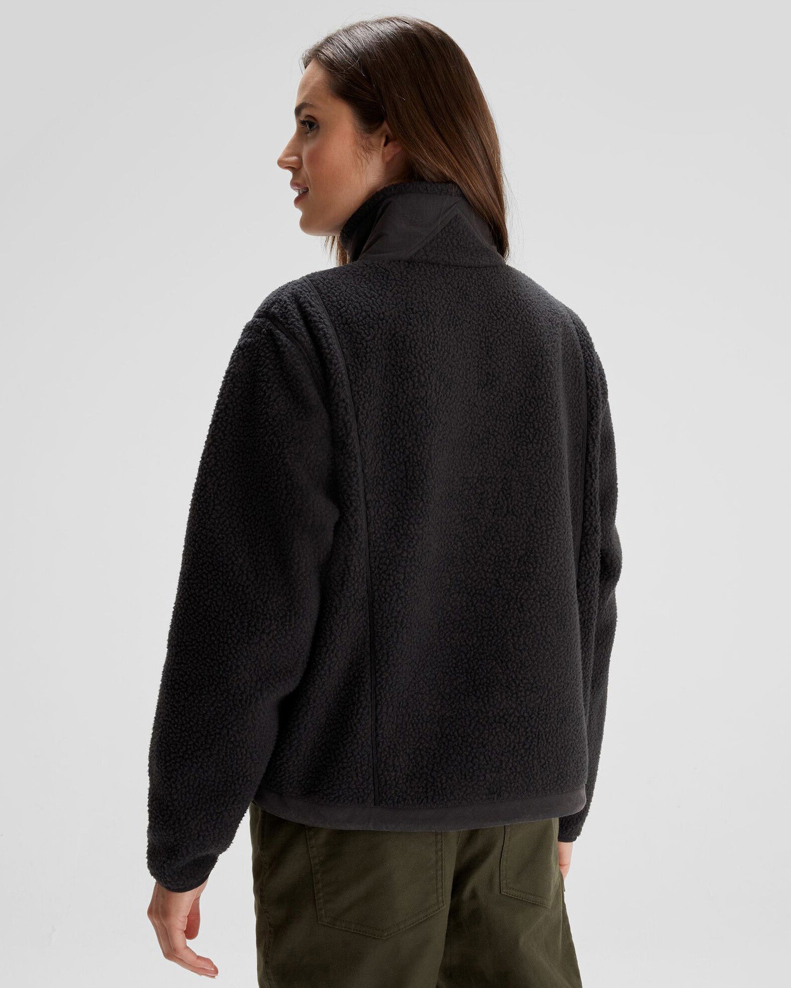 Women's Cozy High Pile Fleece Pullover Sweatshirt - Soft Winter Warm Hoodie for Casual Wear & Outdoor Activities - Black