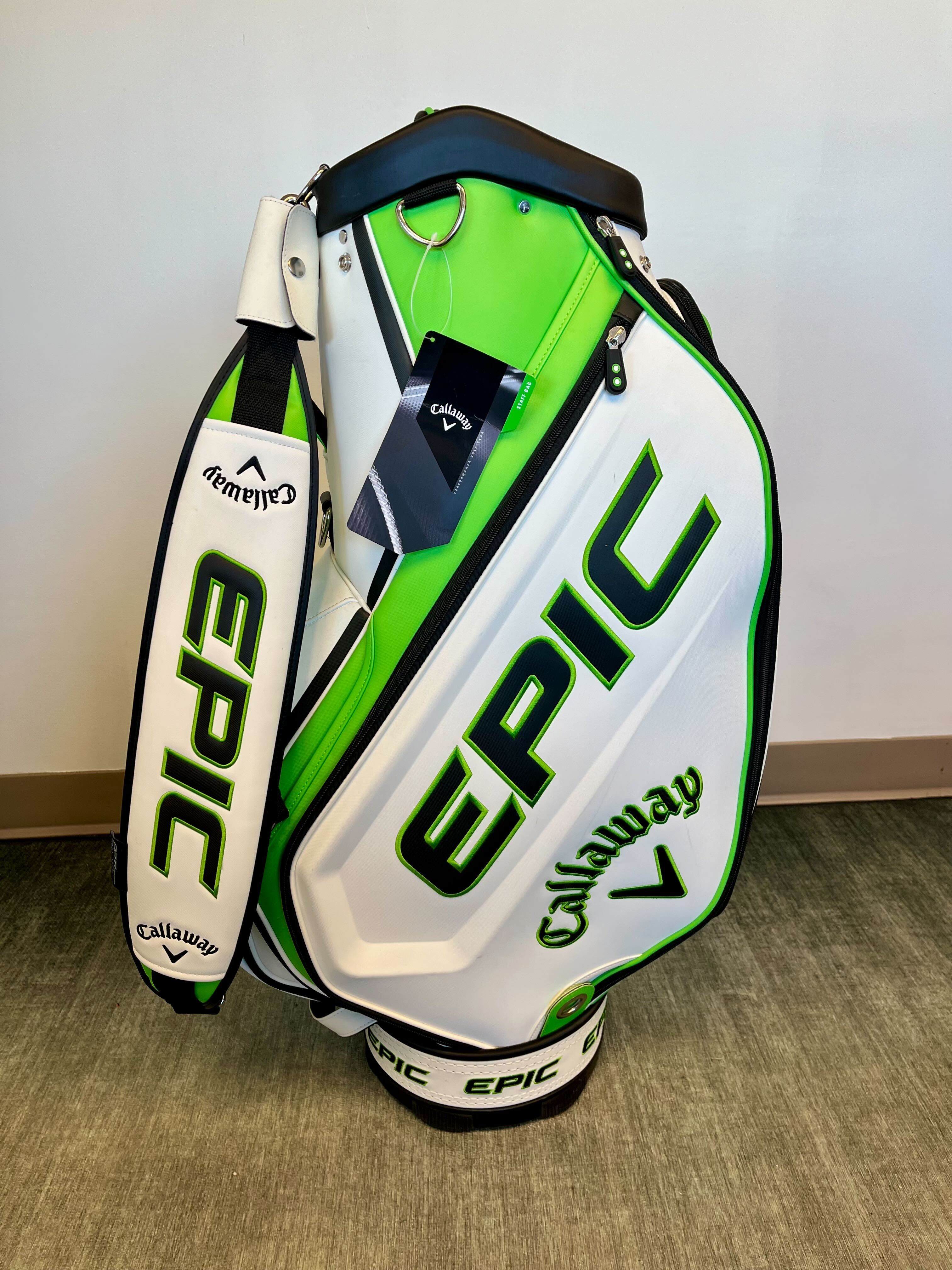 Callaway Epic Staff Cart Golf Bag with 6 Dividers & 8 Pockets - Includes Strap & Rain Cover - Perfect for Golf Course & Driving Range Use